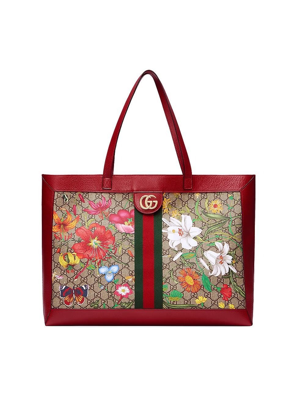 Gucci, Bags, Vintage Gucci Red Leather Canvas Bag