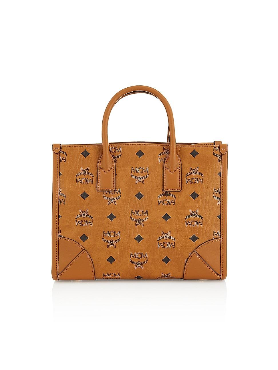 MCM Munchen Small Leather Tote Bag in Brown | Lyst