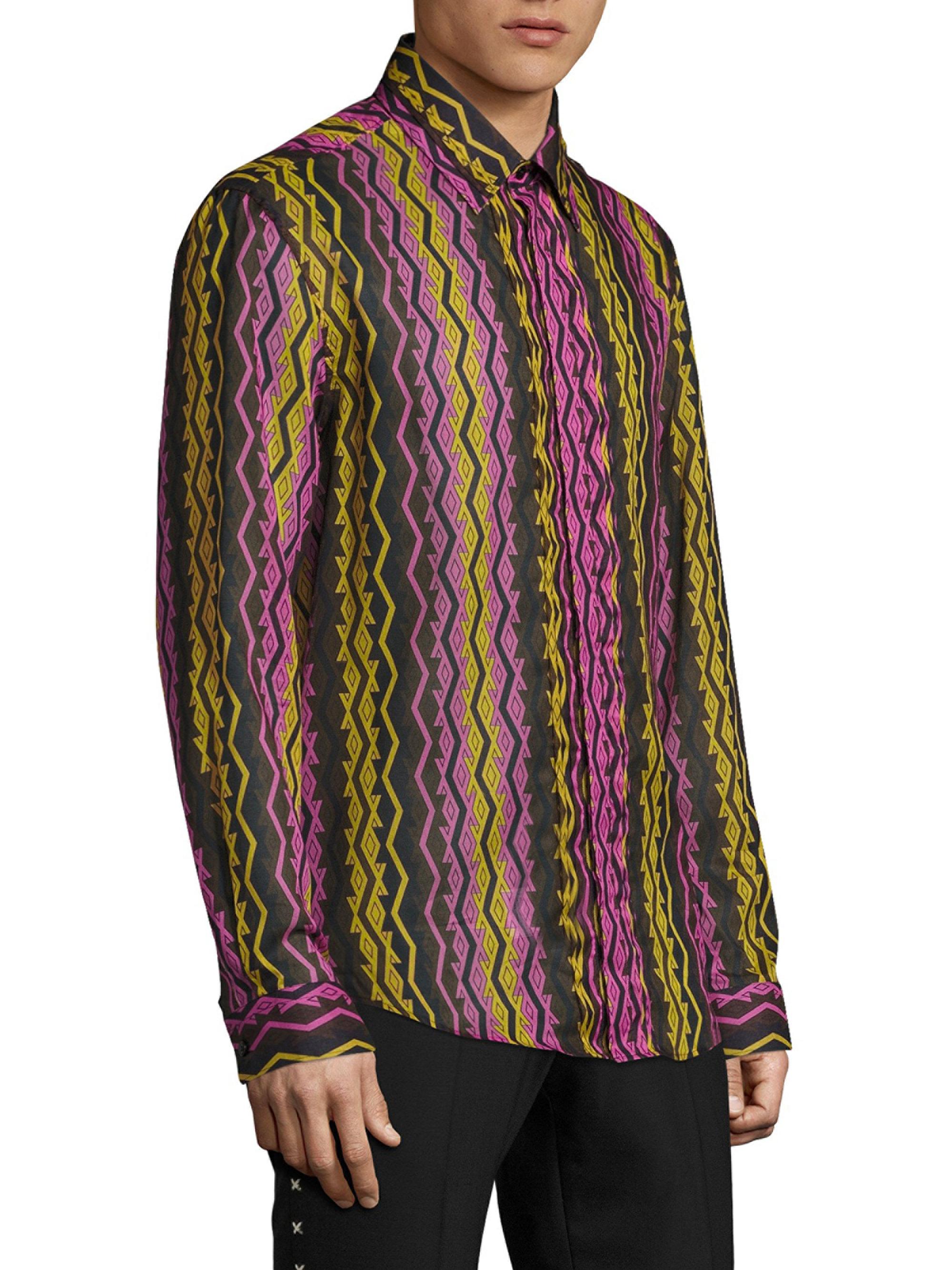 Lyst - Versace Long-sleeve Cotton Casual Button-down Shirt for Men