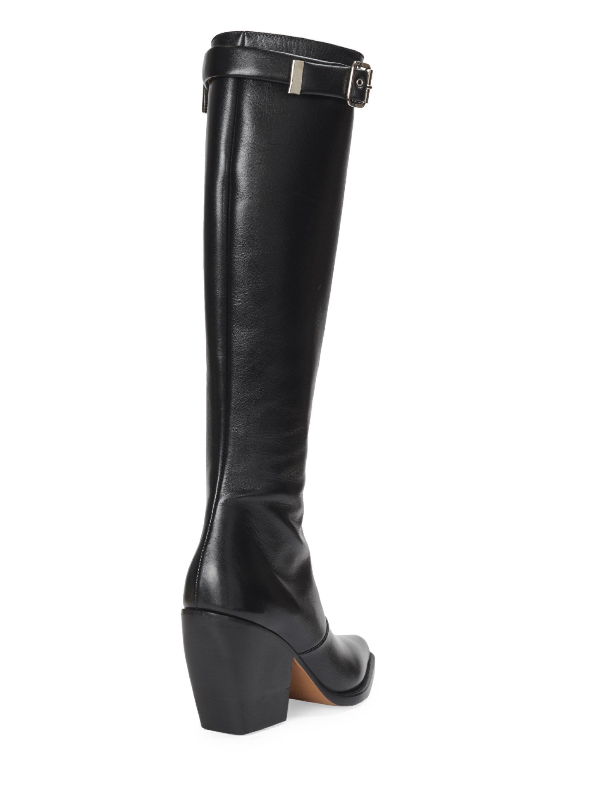Chloé Rylee Buckle Leather Knee-high Boots in Black - Lyst