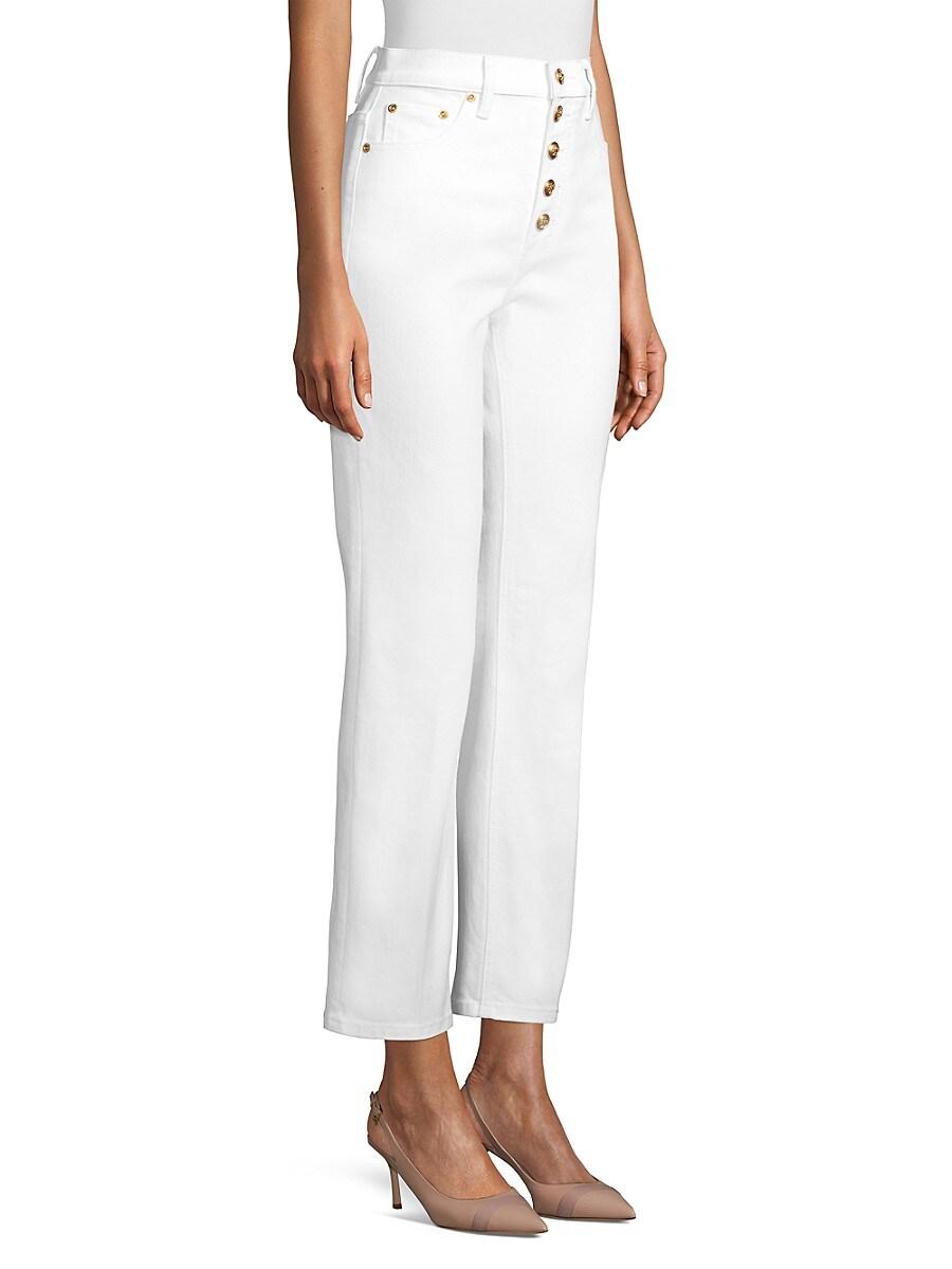 Tory Burch Button-fly Denim Pants in White | Lyst
