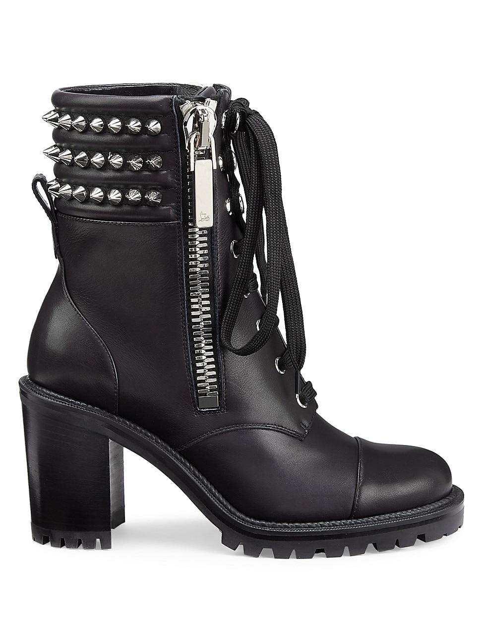 Christian Louboutin Winter Spiked Leather Combat Boots in Black | Lyst