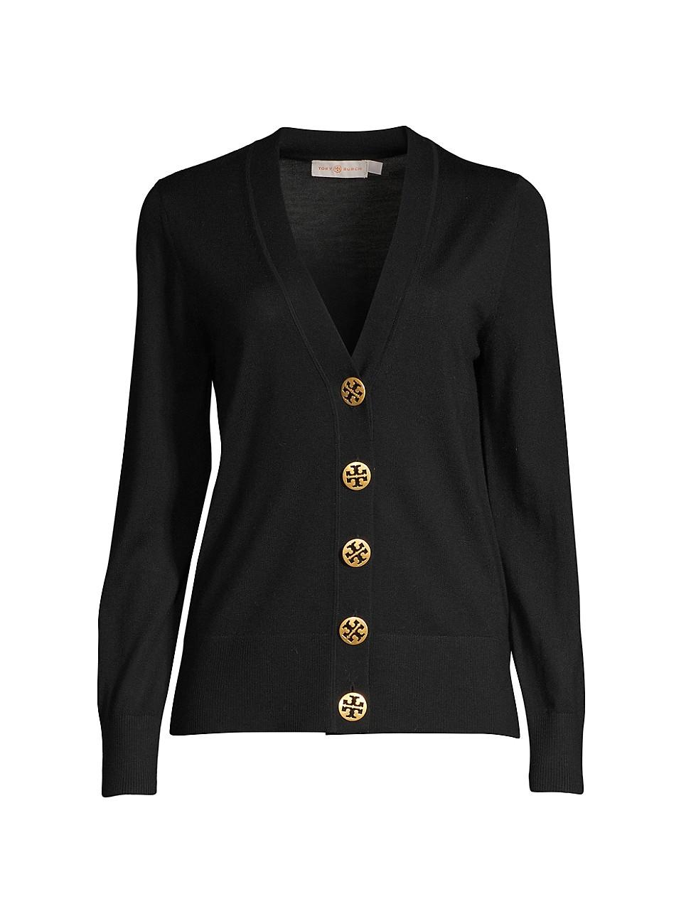 women's black button up cardigan