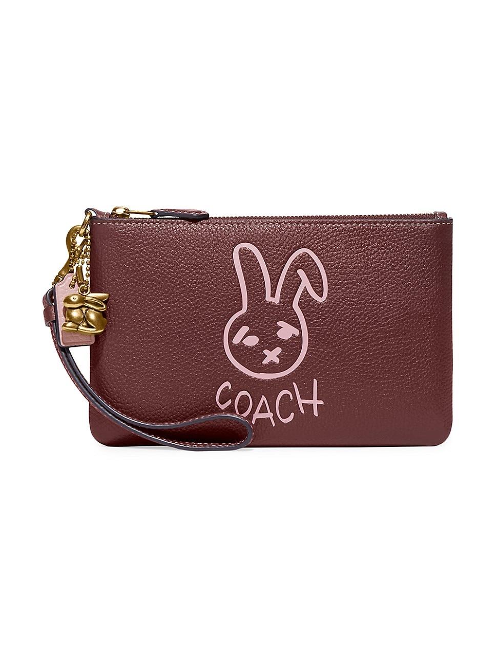 COACH Leather Bunny Graphic Wristlet in Purple Lyst