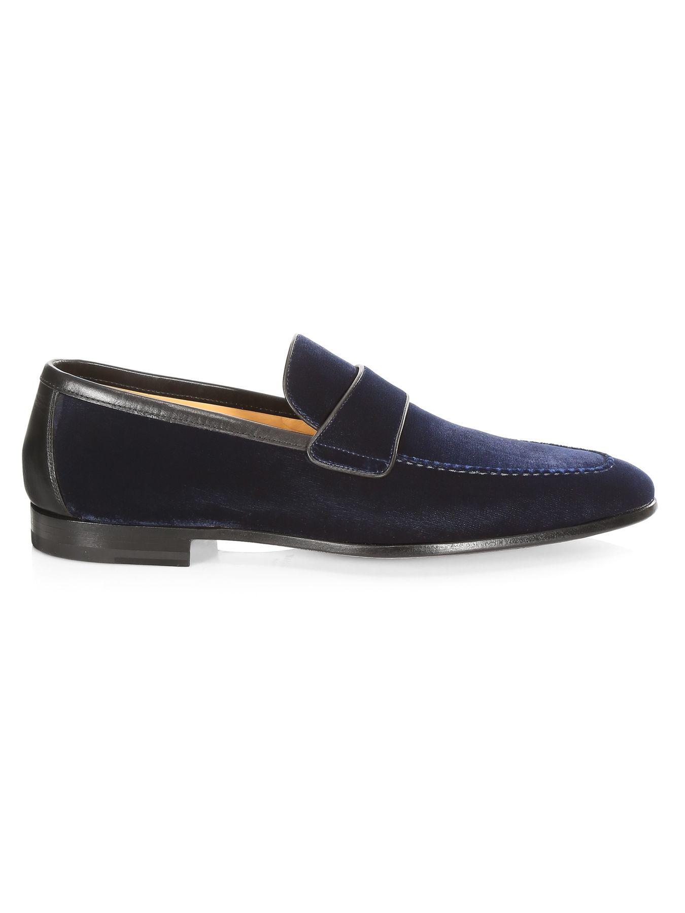 Saks Fifth Avenue Collection Velvet Loafers in Navy (Blue) for Men - Lyst