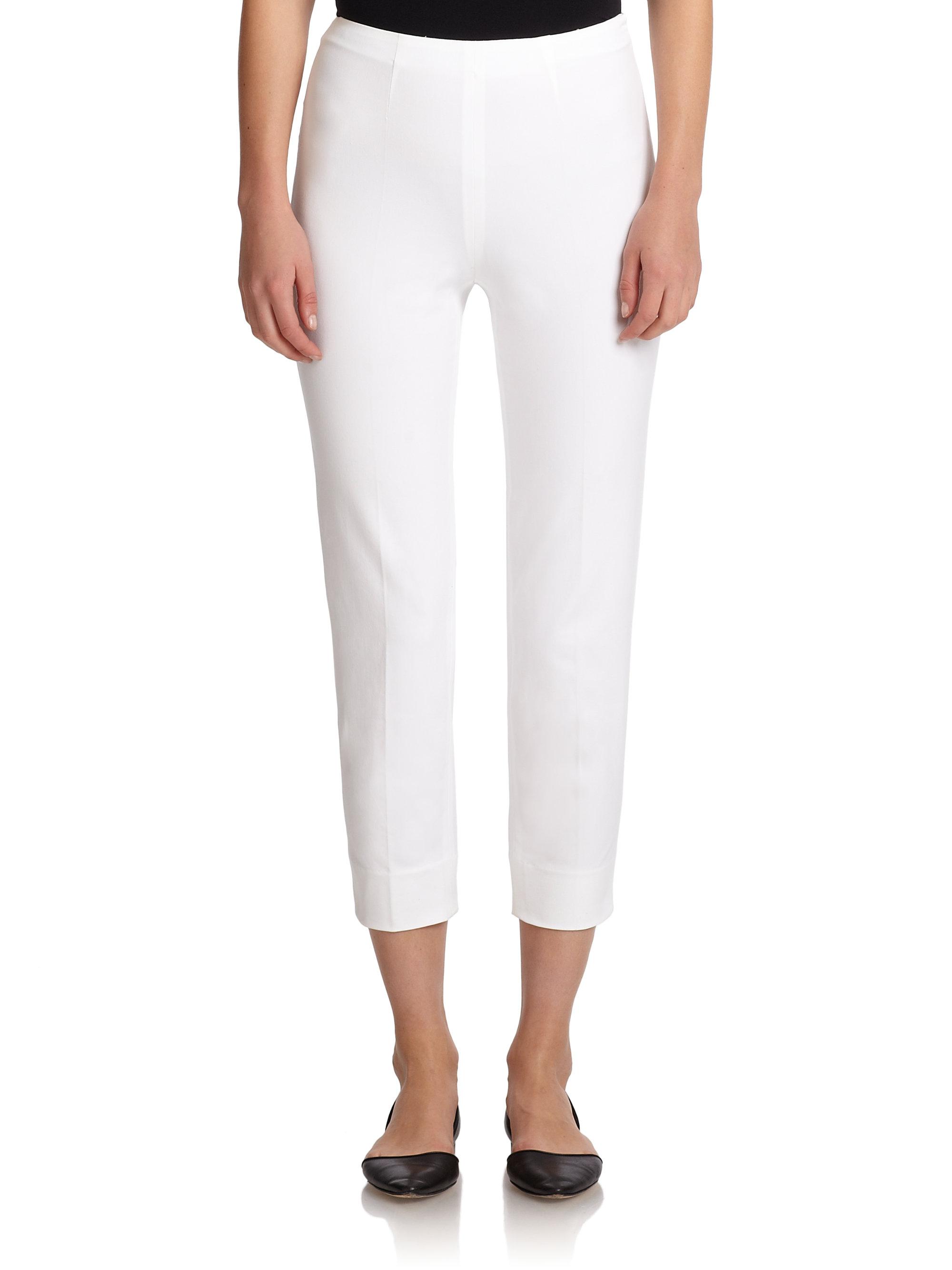 Lyst - Piazza Sempione Audrey Cotton Capri Pants in White