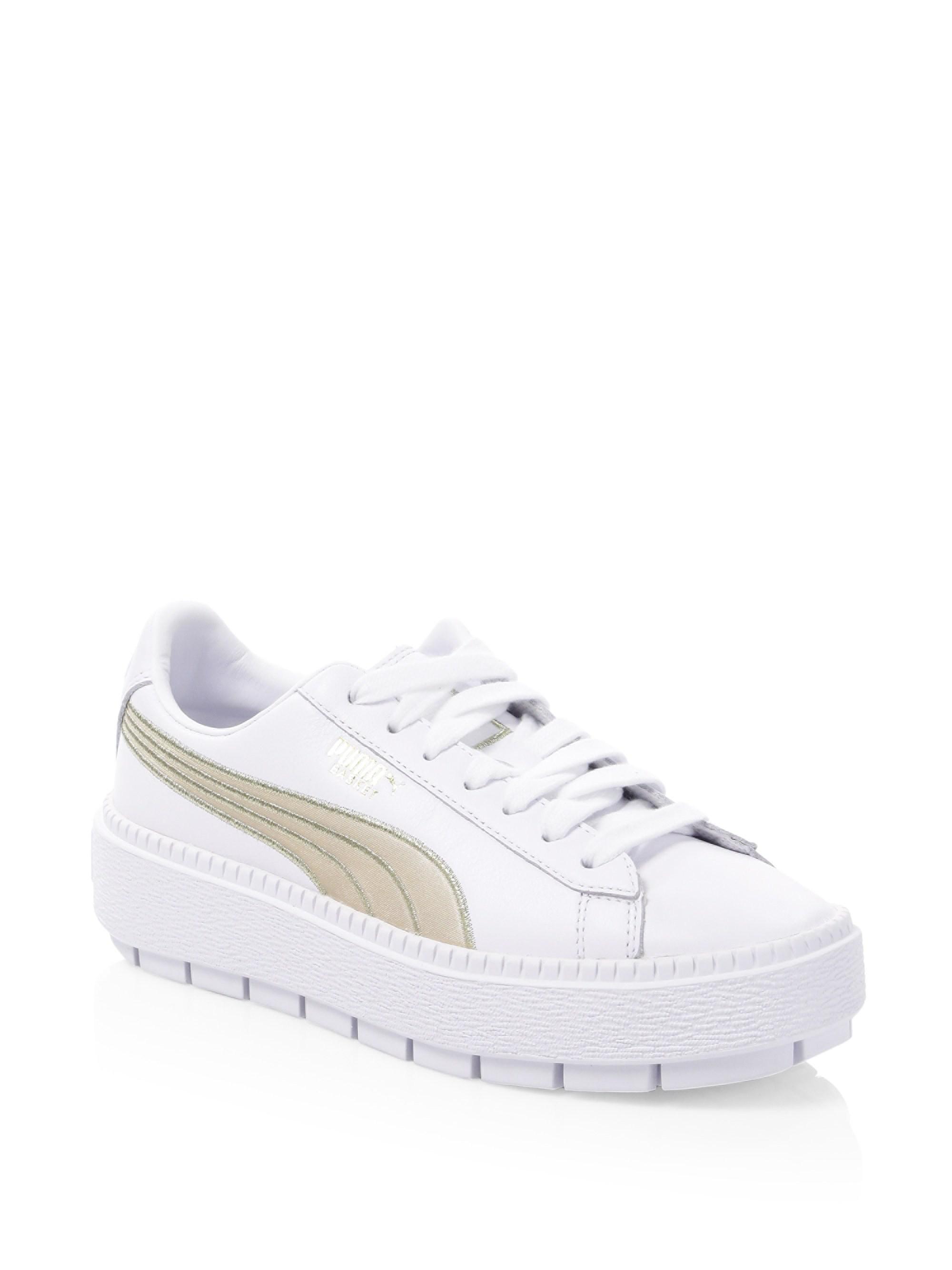 puma platform white sneakers