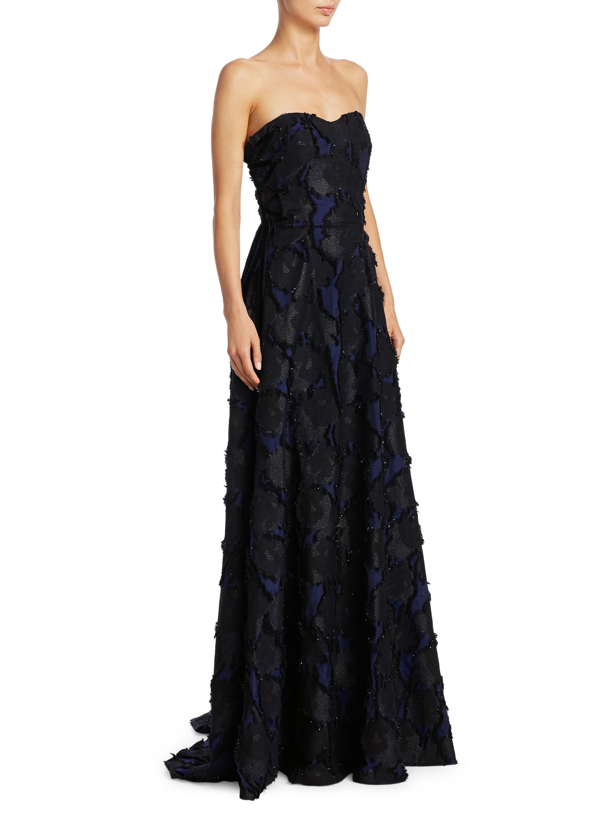 badgley mischka floral high low gown