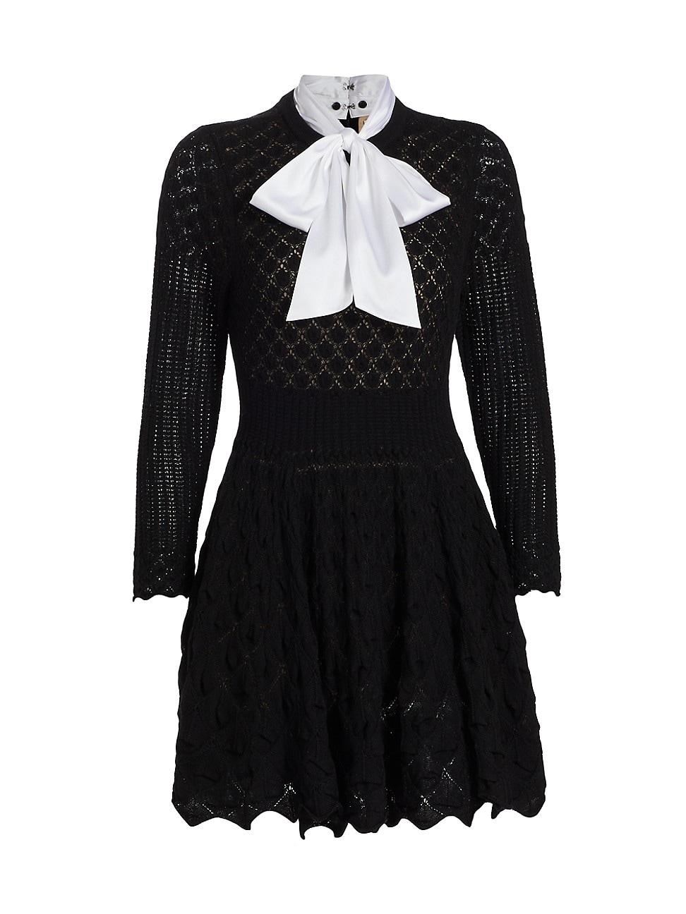 Alice Olivia Gin Pointelle Lace Mini Dress In Black Lyst