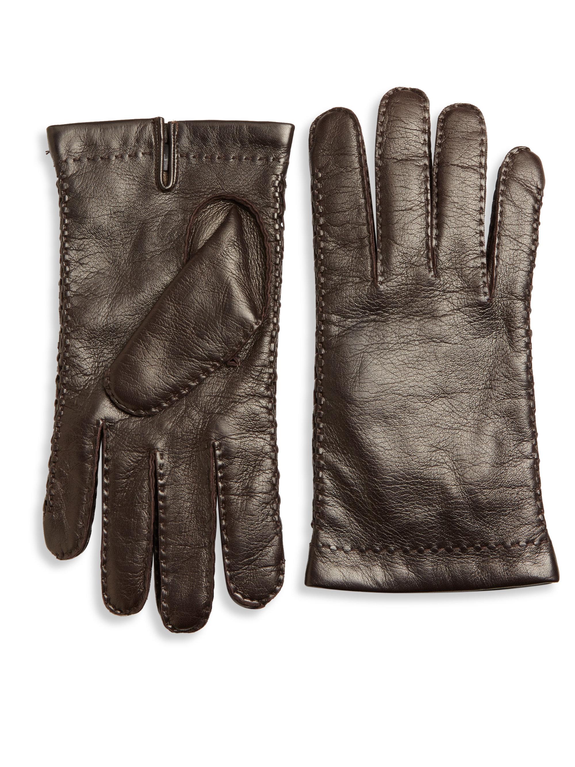 Portolano Cashmerelined Leather Gloves in Brown for Men Lyst