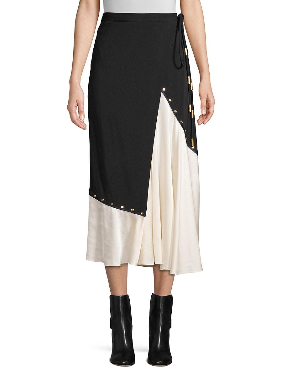 Tory Burch Mixed-material Wrap Dress in Black | Lyst