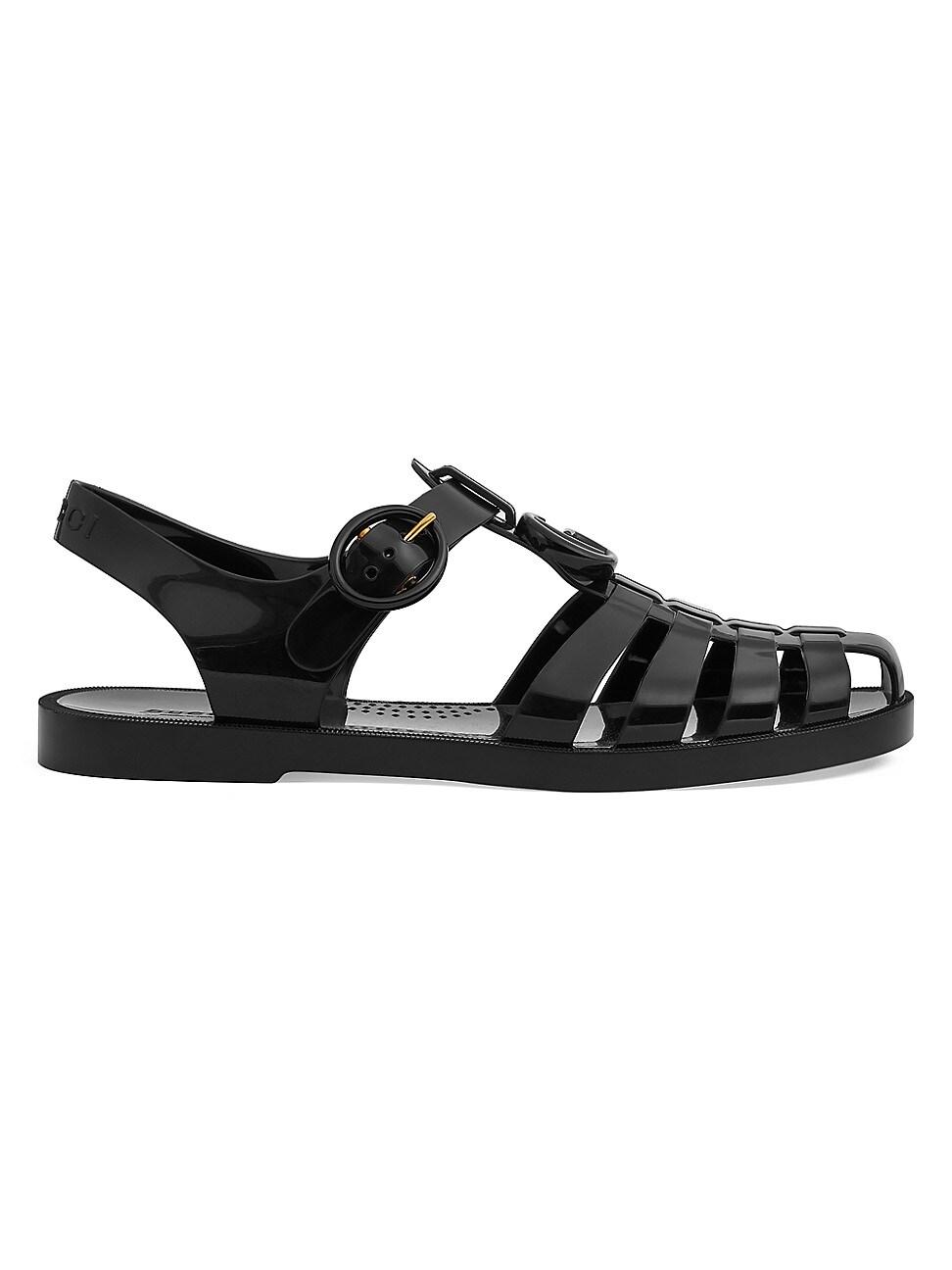 Gucci Rubber Fisherman Sandals in Black | Lyst