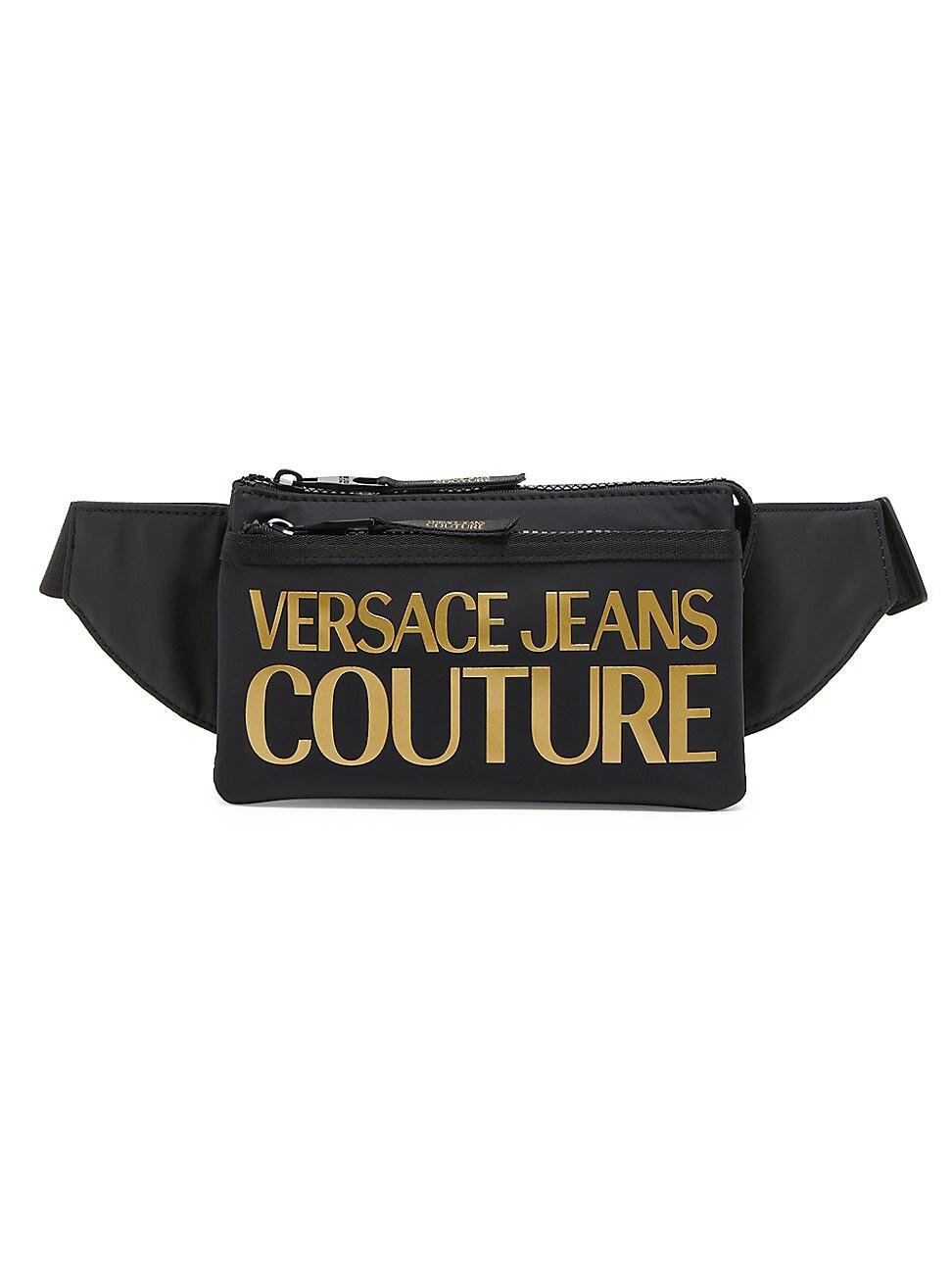 Versace Jeans Couture Synthetic Black & Silver Logo Couture Belt Bag for Men waist bags and bumbags Mens Bags Belt Bags 