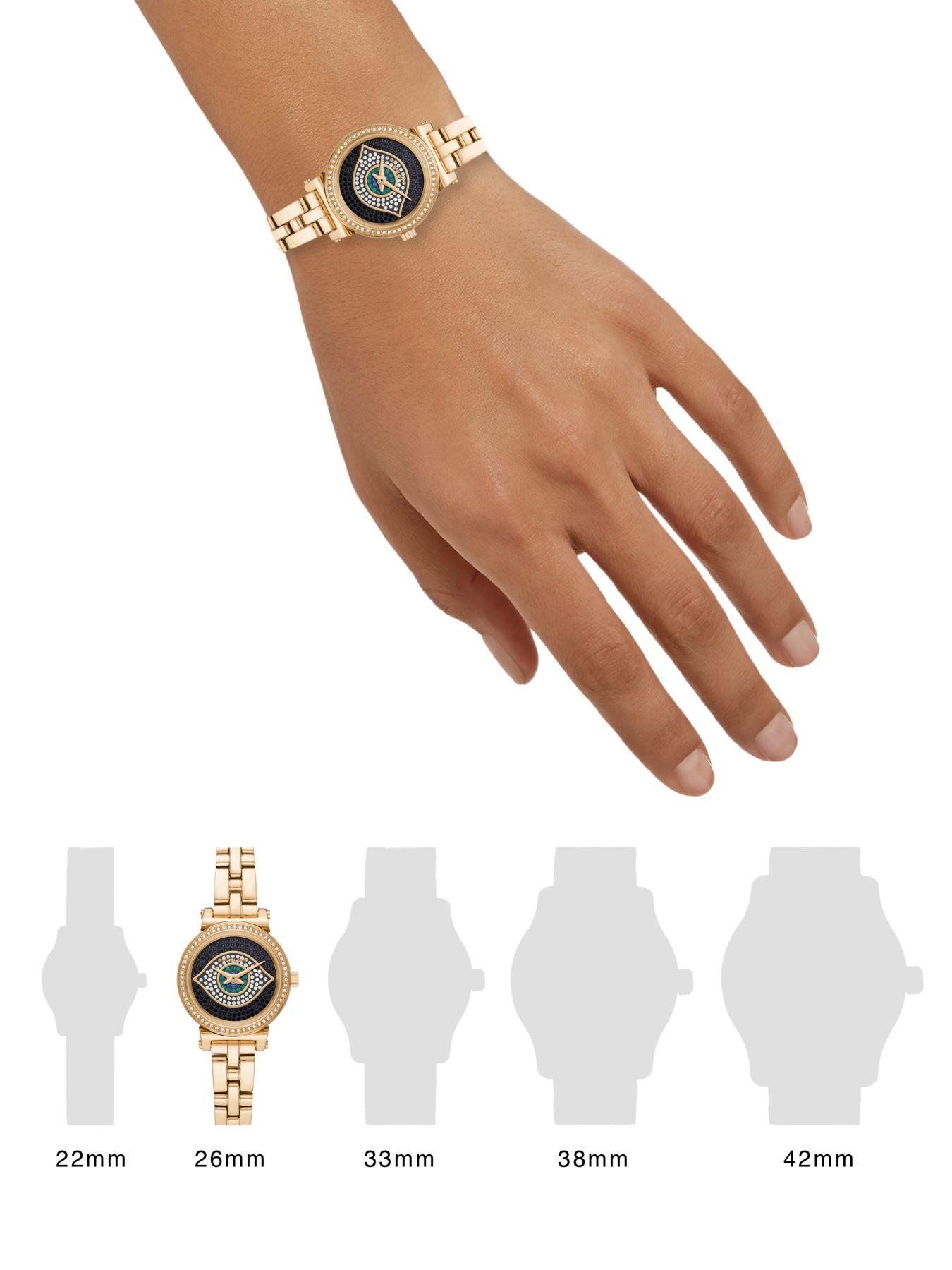 Michael Kors Petite Sofie Goldtone Stainless Steel Pavé Evil Eye Bracelet  Watch in Metallic | Lyst