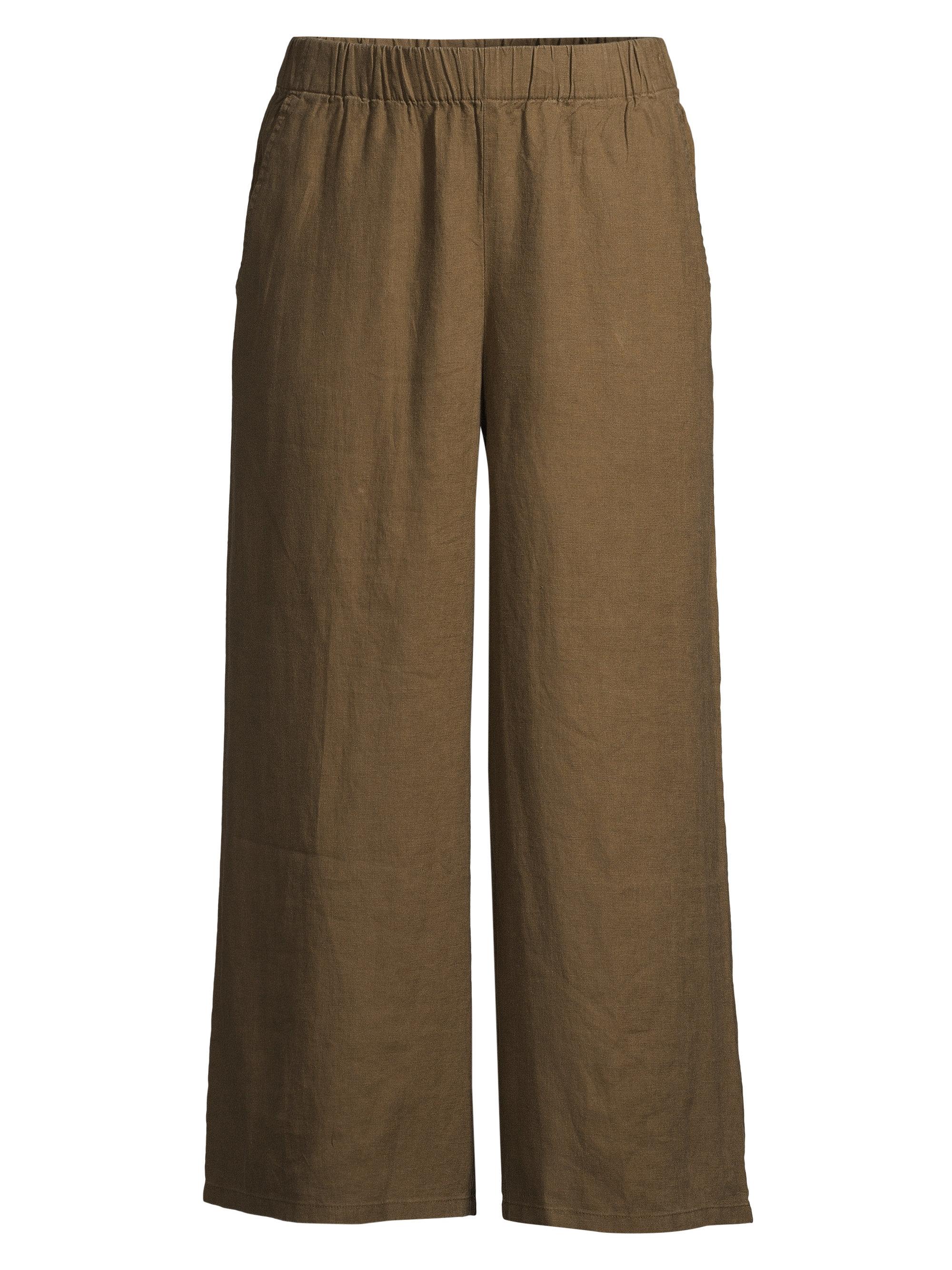 Eileen Fisher Organic Linen Wide-leg Cropped Pants in Brown - Lyst