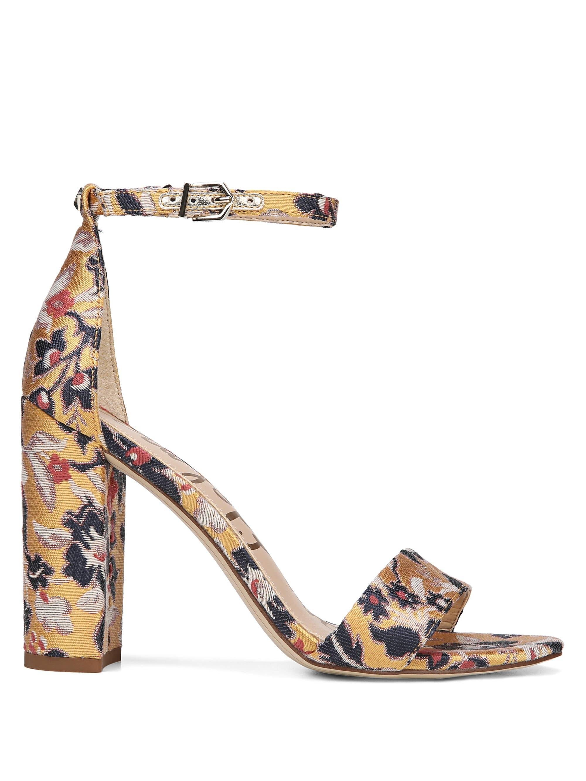 Sam Edelman Women's Yaro Floral Block Heel Sandals - Tuscan Yellow - Size  7.5 - Lyst