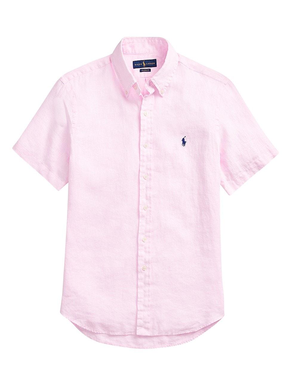 Polo Ralph Lauren Classic-fit Short-sleeve Linen Shirt in Pink for Men |  Lyst