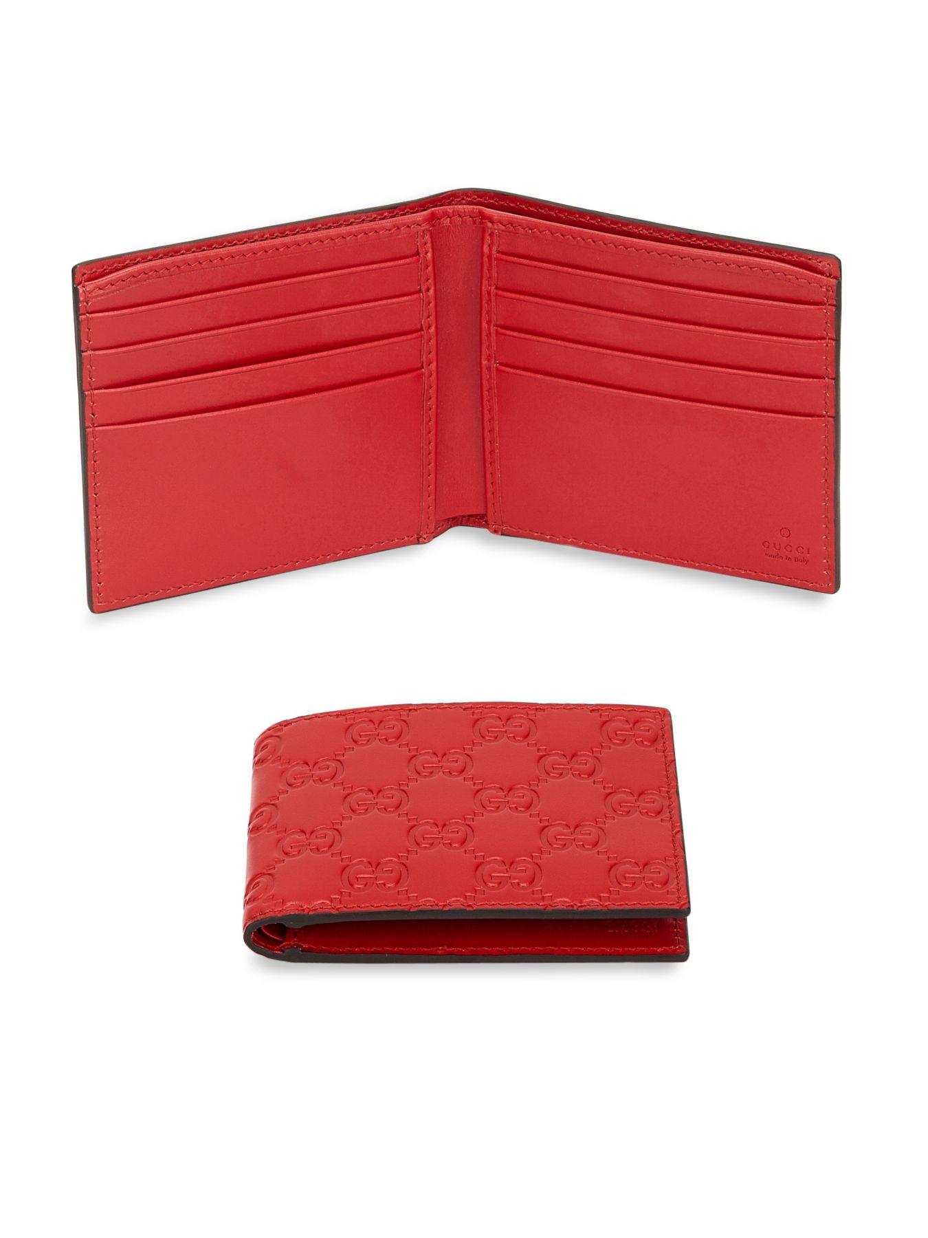 Gucci Leather Signature Wallet in Red for Men - Lyst