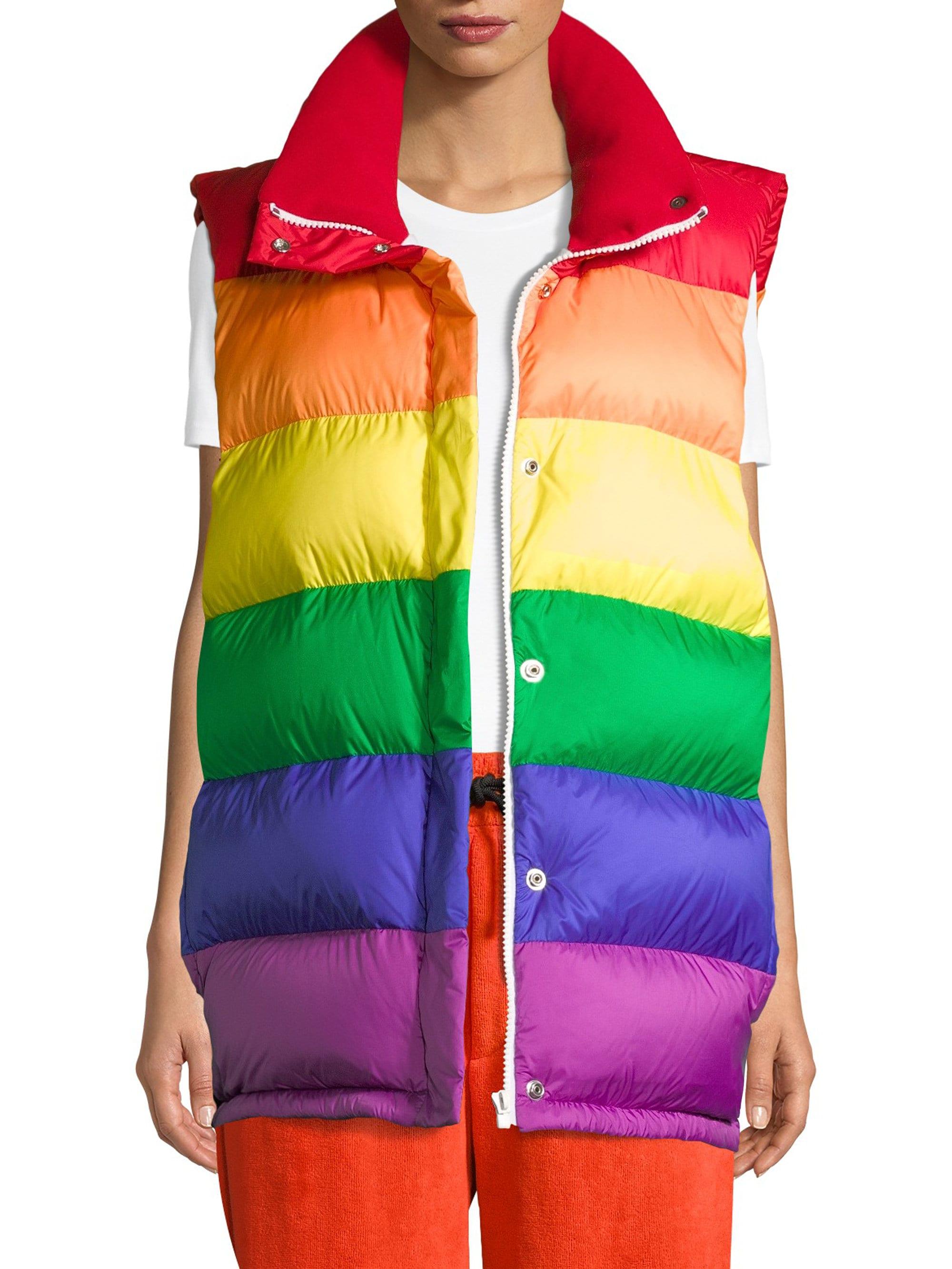 rainbow puffer vest
