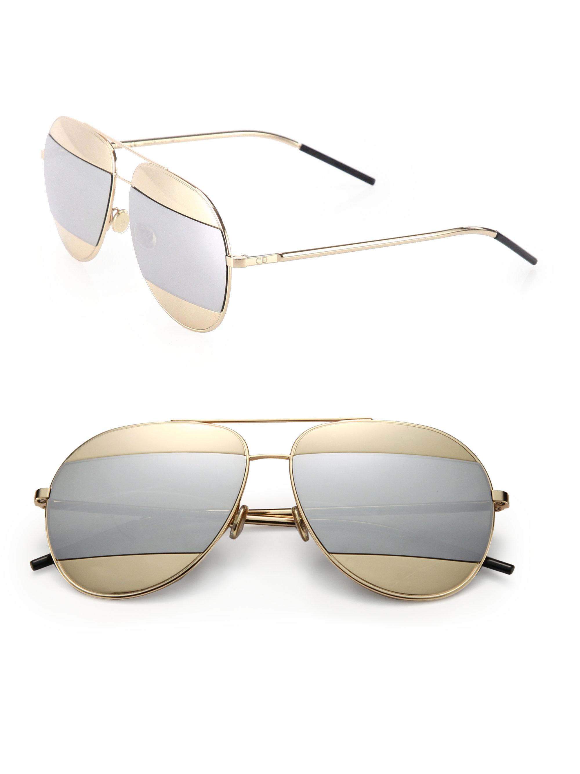 Dior Split1 59mm Metal Aviator Sunglasses in Gold Silver (Metallic) Lyst