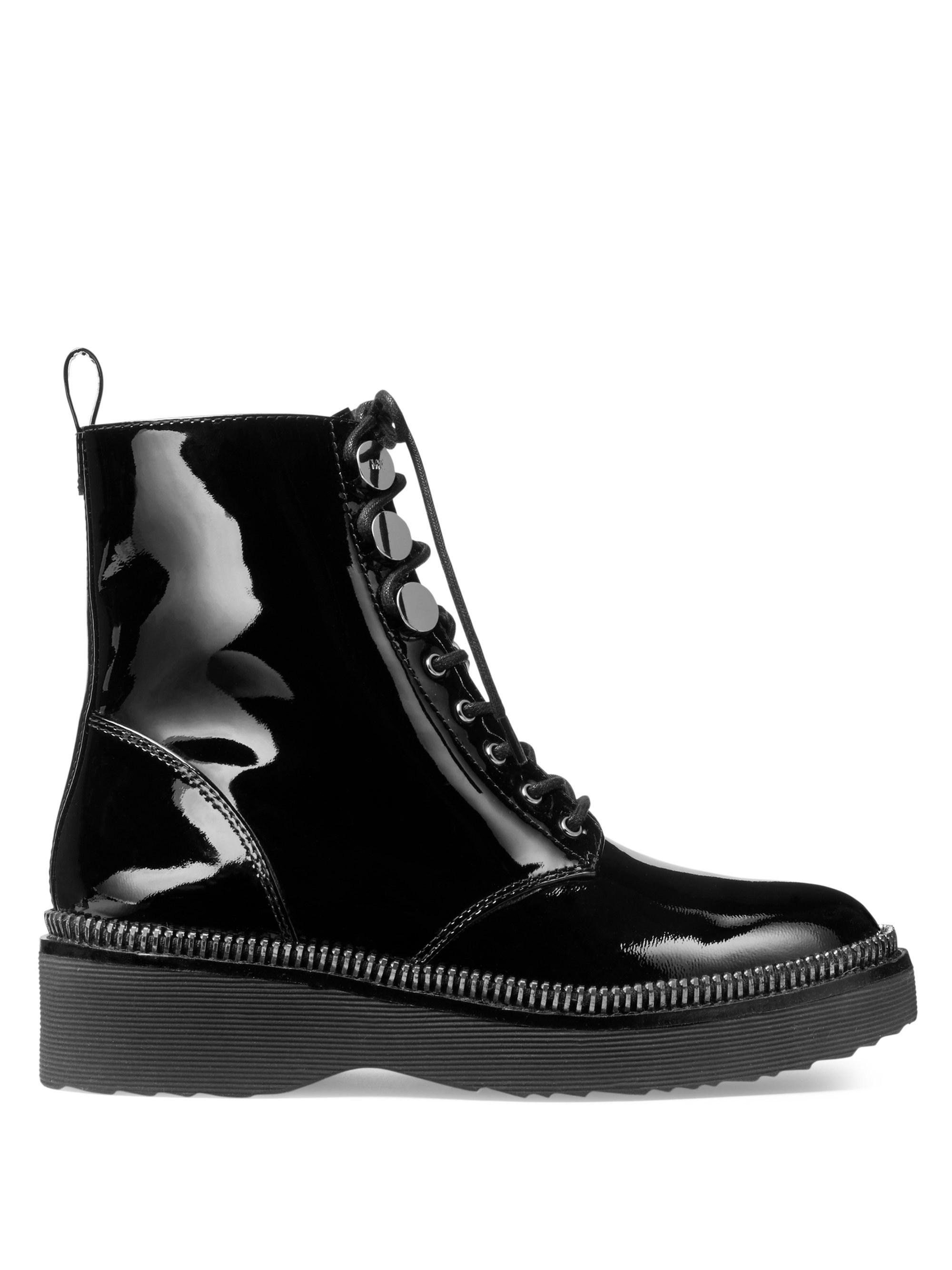 Michael Kors Haskell Patent Leather Combat Boot in Black - Lyst