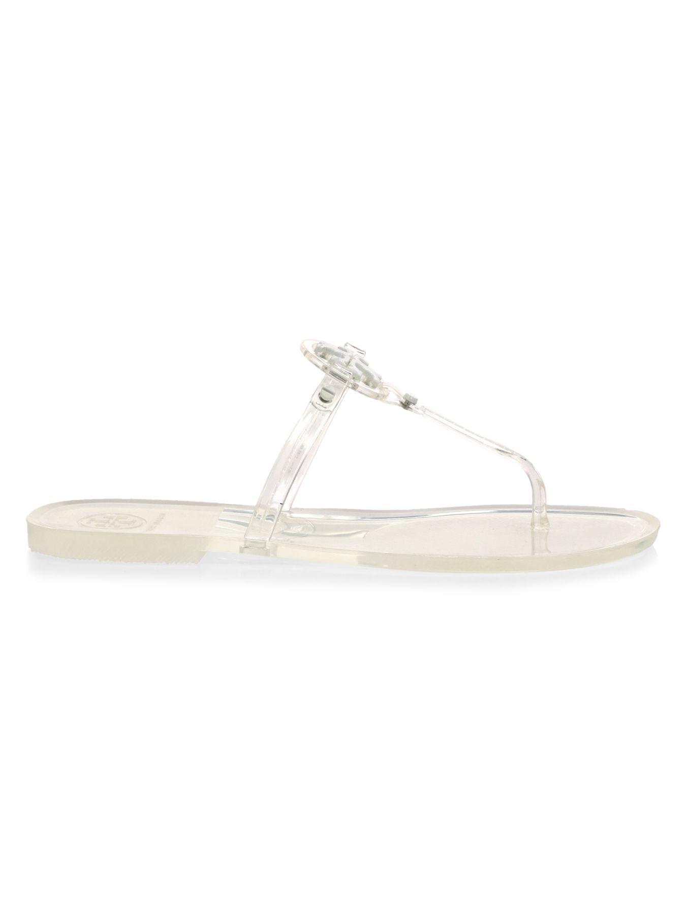 Tory Burch Mini Miller Jelly Thong Sandals in Silver (Metallic) - Lyst