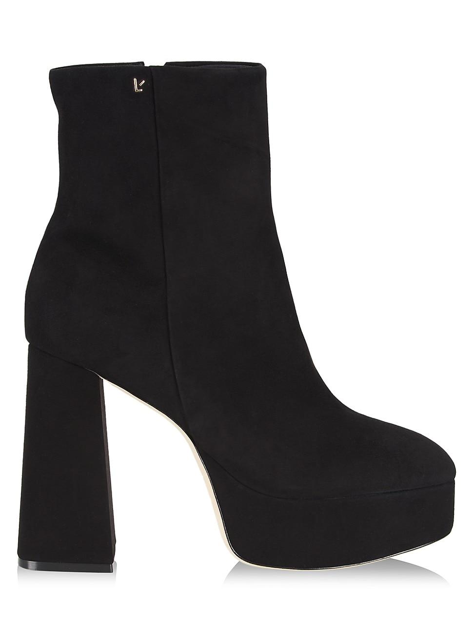 Larroude Dolly Suede Platform Boots in Black | Lyst