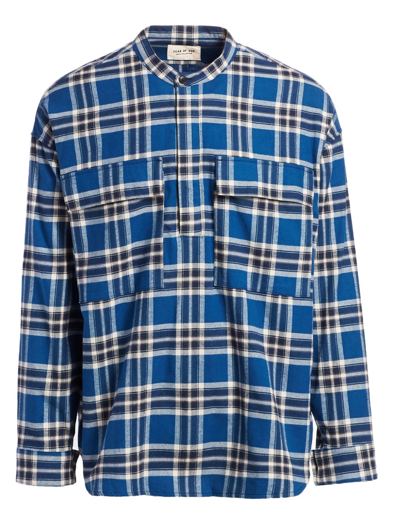 Fear Of God Plaid Cotton Flannel Henley Shirt in Blue for Men Lyst