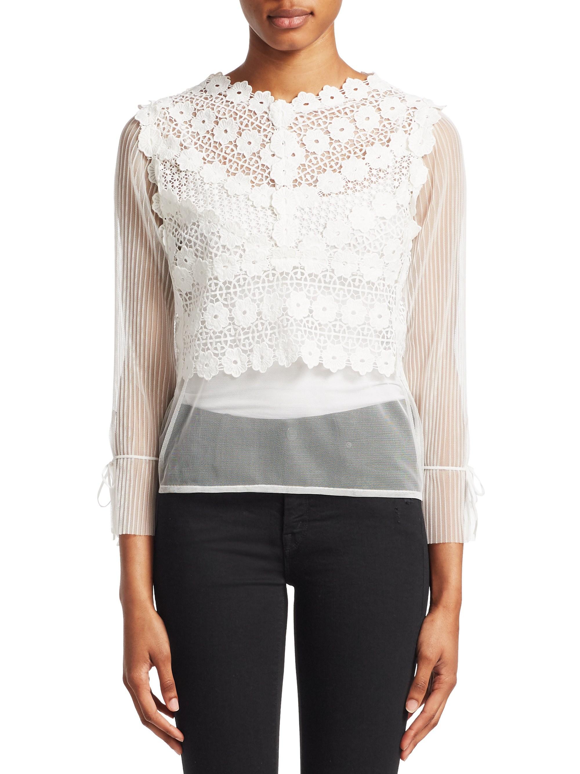 sheer floral lace top