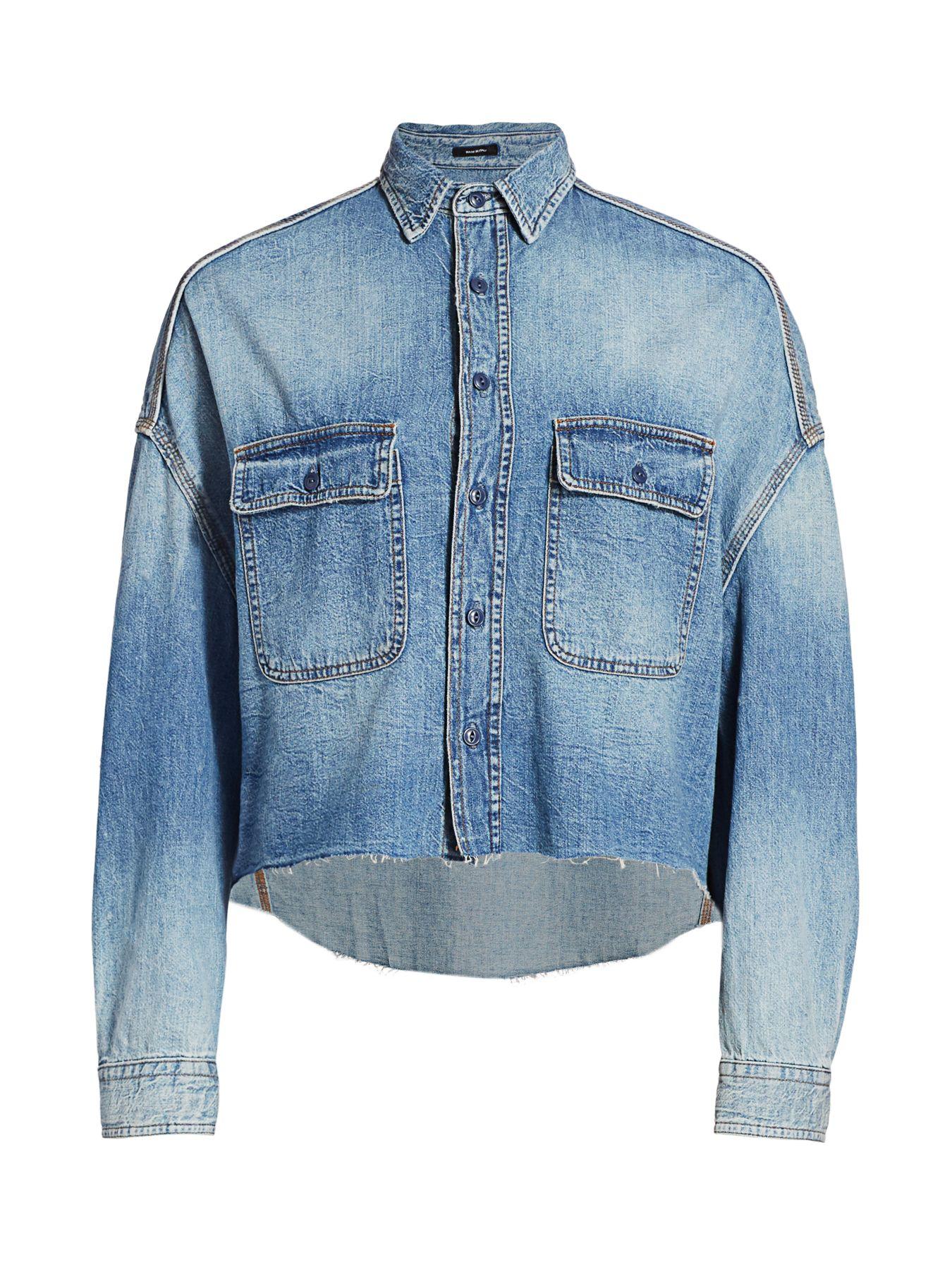 r13 cropped denim shirt