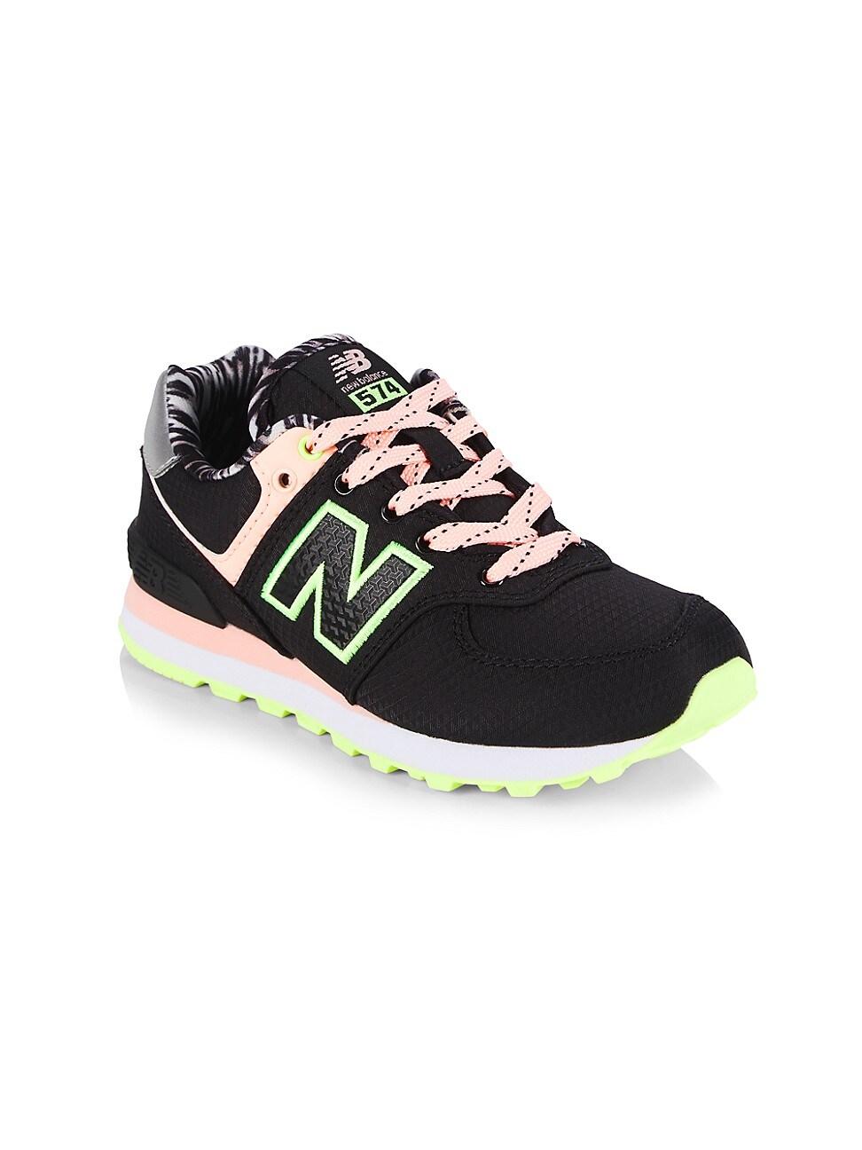 New Balance Little Girl's & Girl's 574 Colorblock Sneakers in Black Lyst