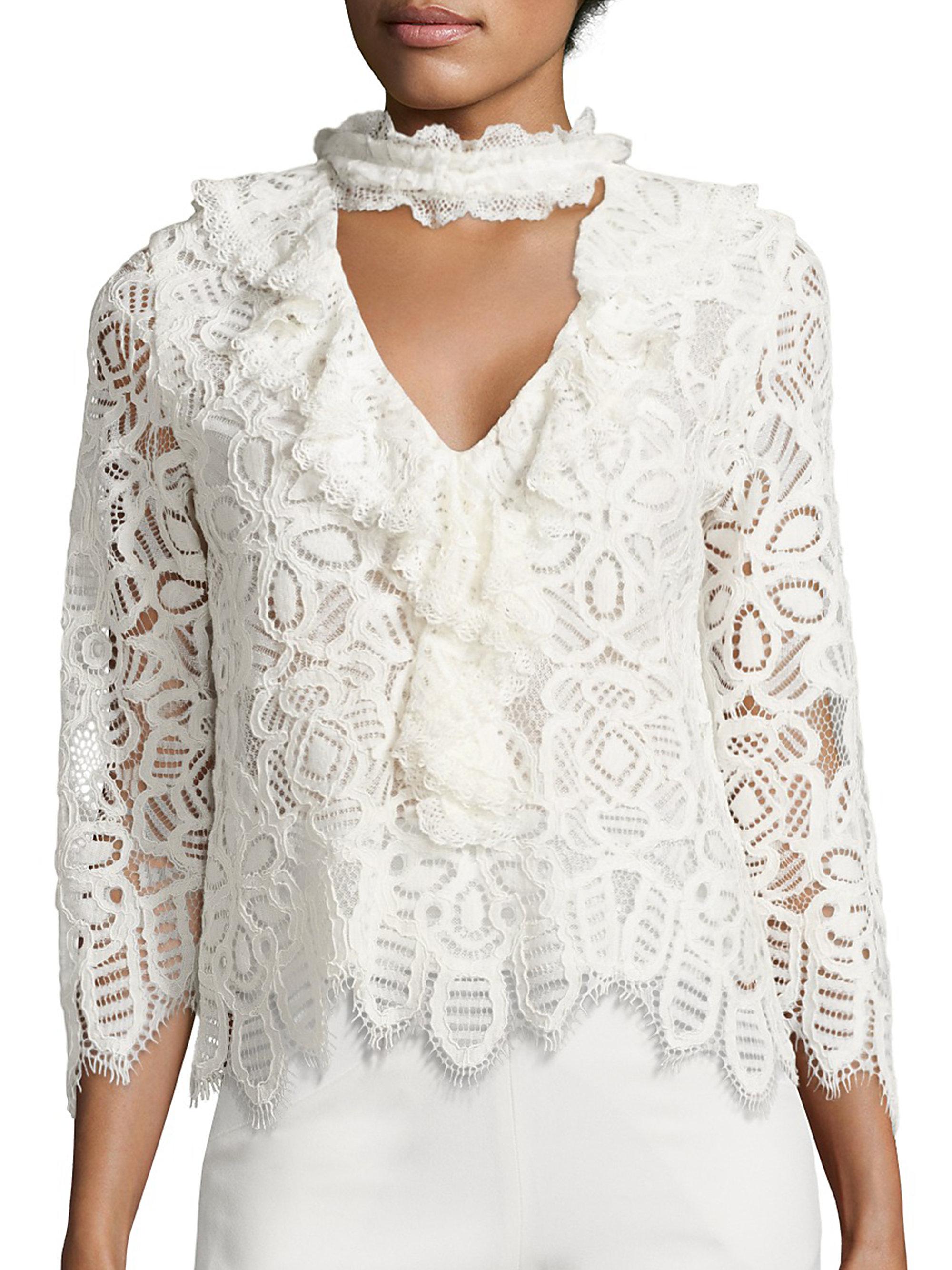 Lyst - Alexis Waverly Lace Choker Top in White