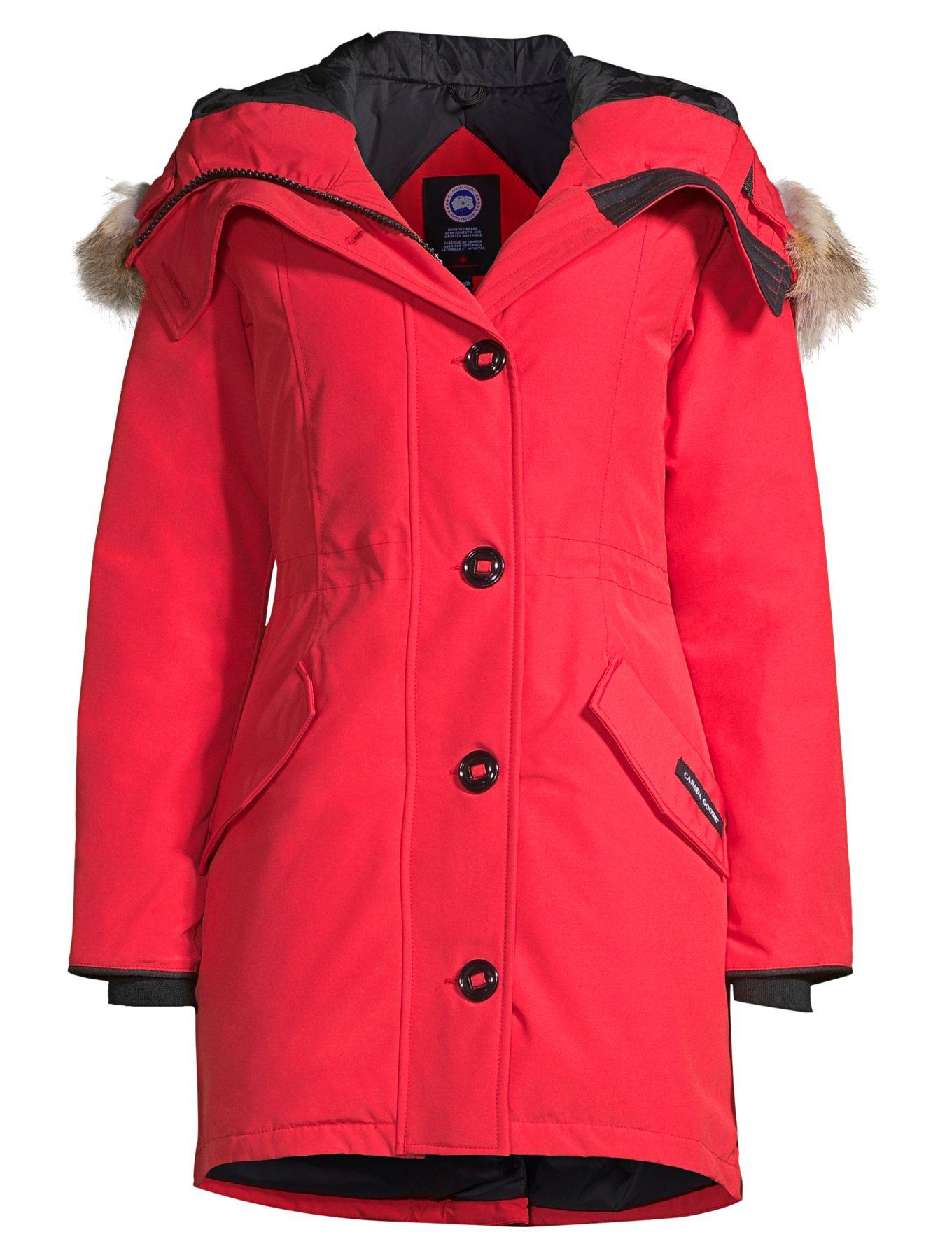 Canada Goose Rossclair Fusion-fit Fur-trim Parka in Red - Lyst