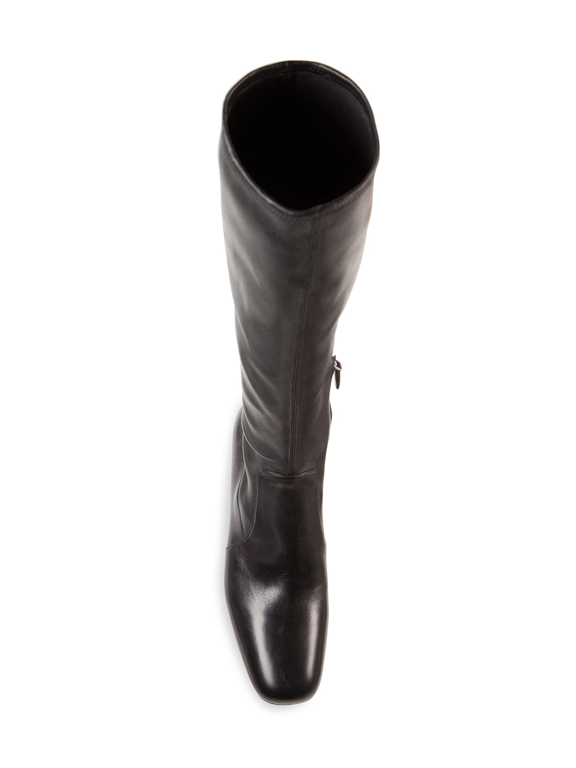 Prada Tall Stretch-leather Boots in Black - Lyst