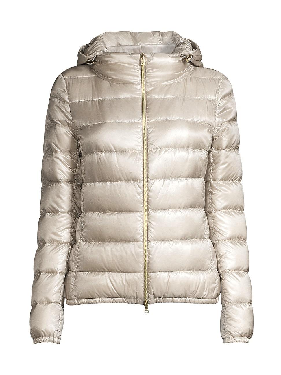 Herno Giada Hooded Down Jacket in Natural | Lyst