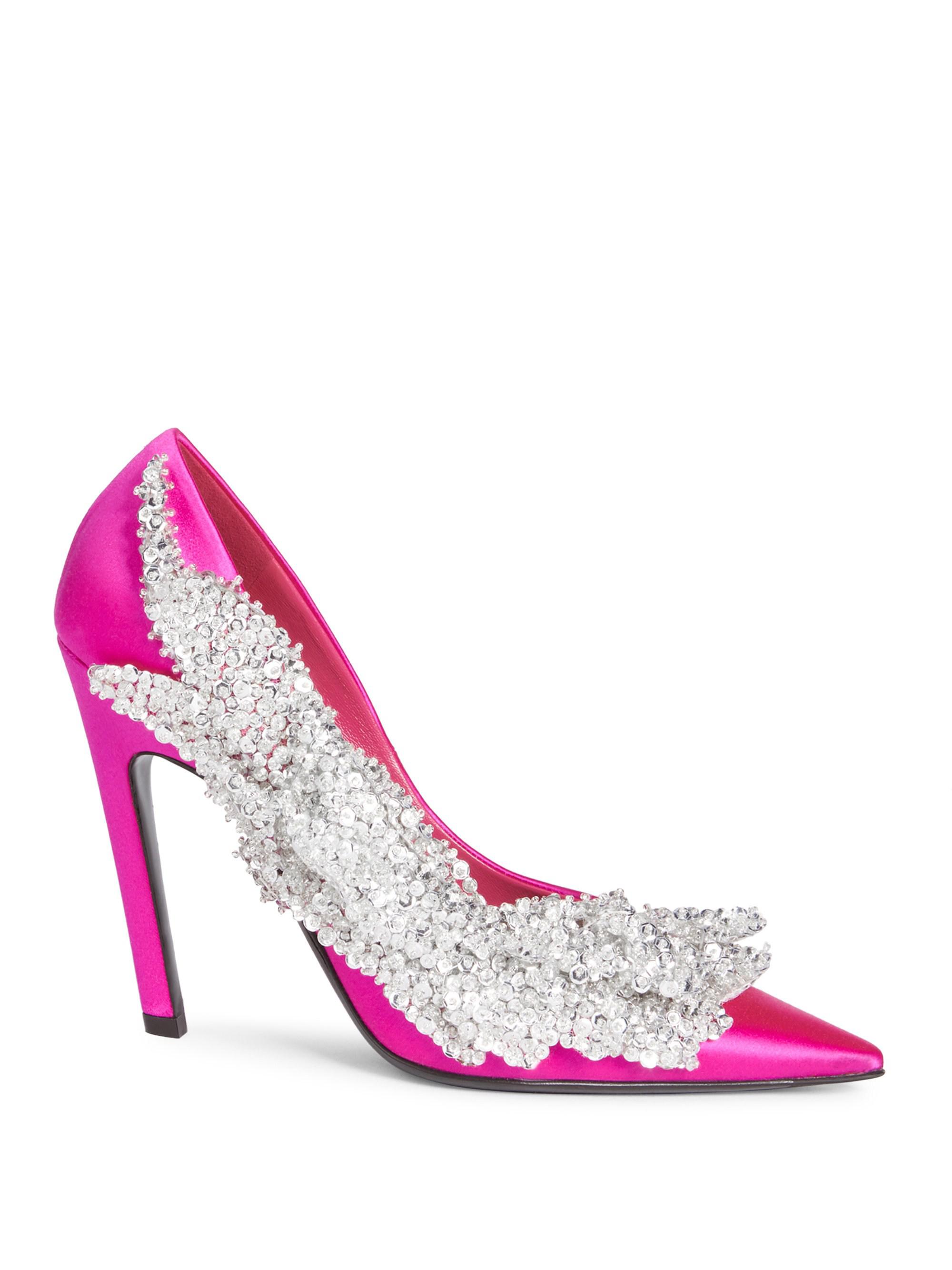 Balenciaga Crystal Satin Pumps in Pink - Lyst
