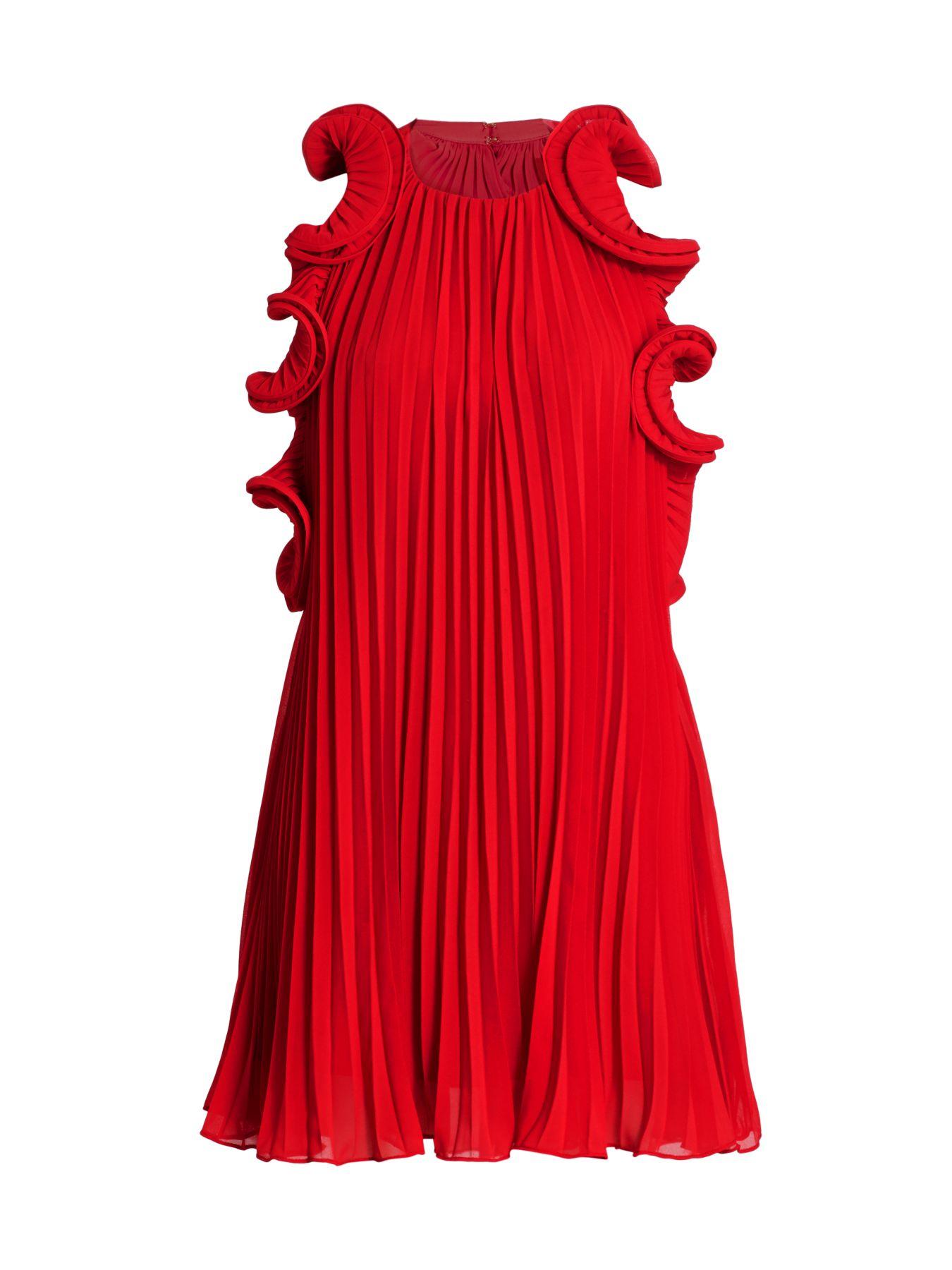 AMUR Synthetic Mimi Ruffled Mini Dress in Red - Lyst