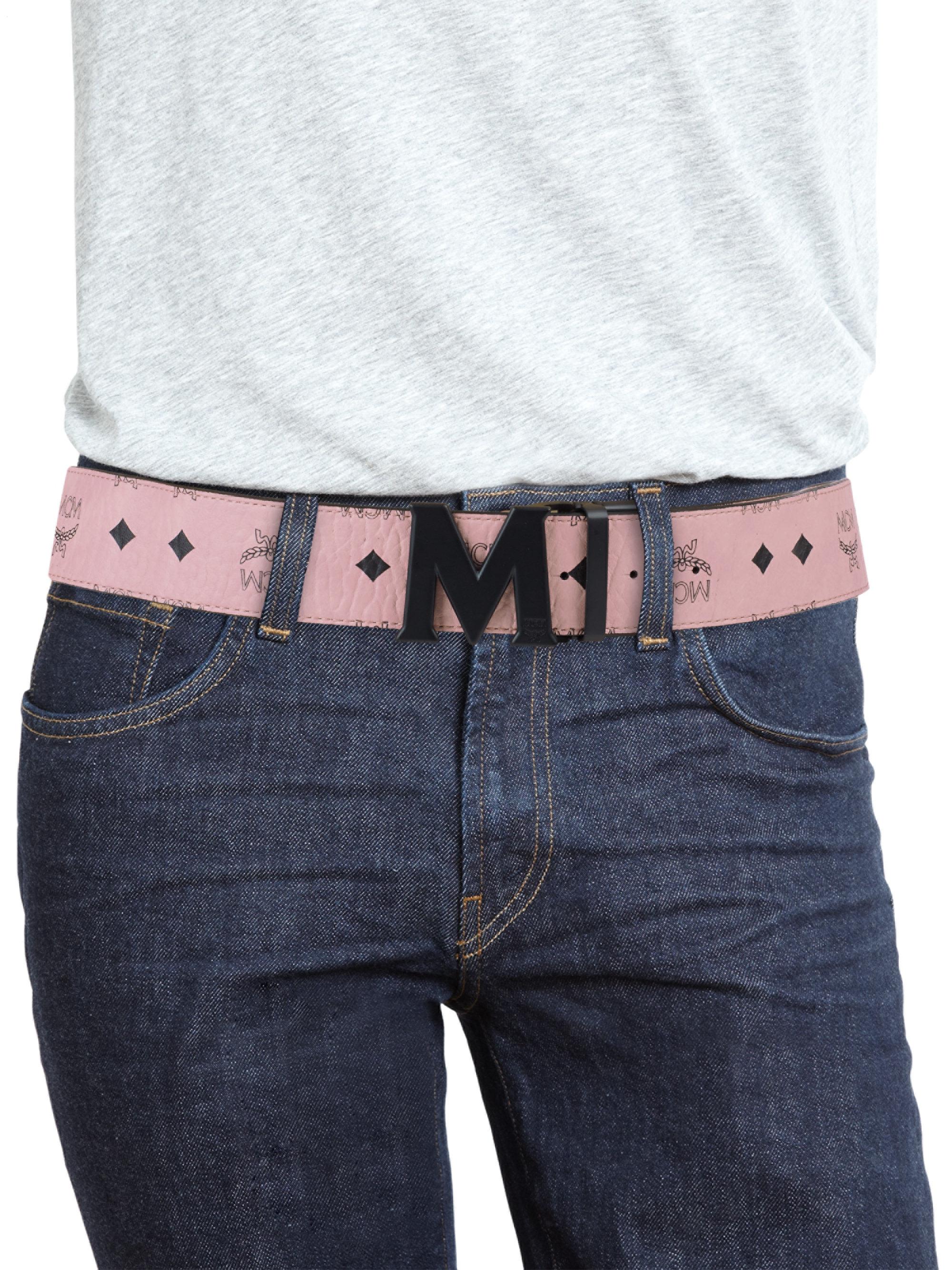MCM Canvas Logo Belt for Men - Lyst