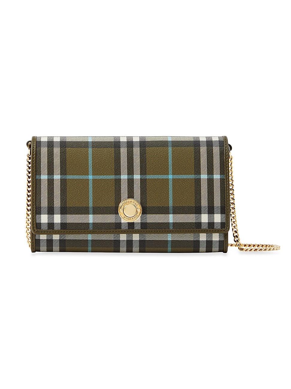 Burberry Hannah Check Wallet-on-chain in Green | Lyst