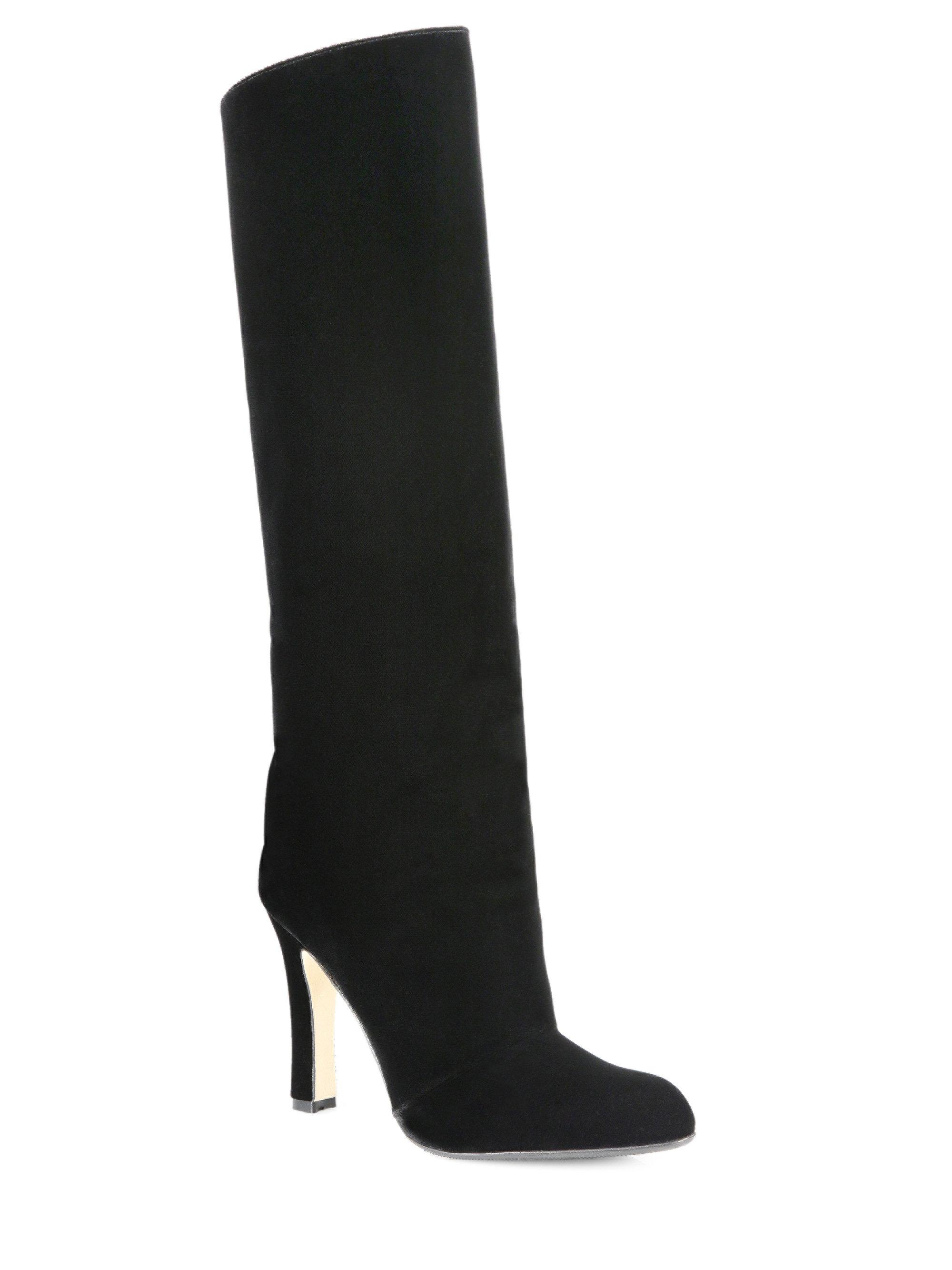 tall black velvet boots