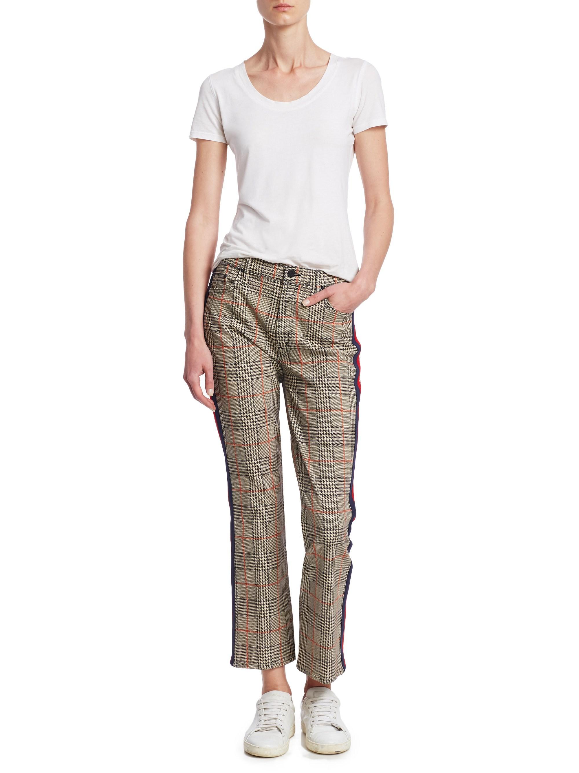 mother insider plaid ankle pants