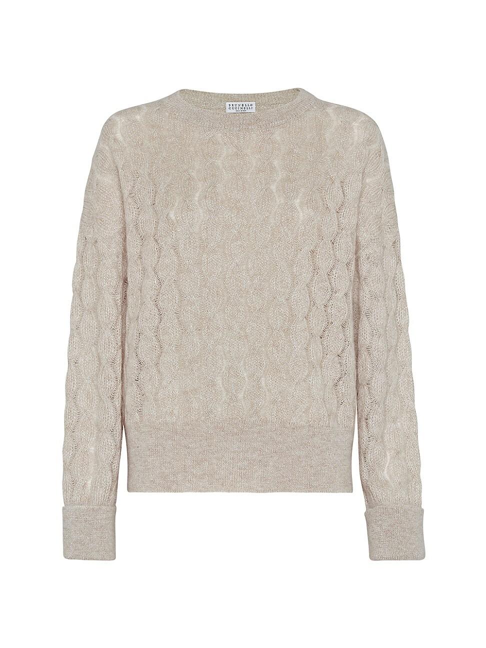 Brunello Cucinelli Sparkling Mohair And Wool Cable Knit Sweater in ...