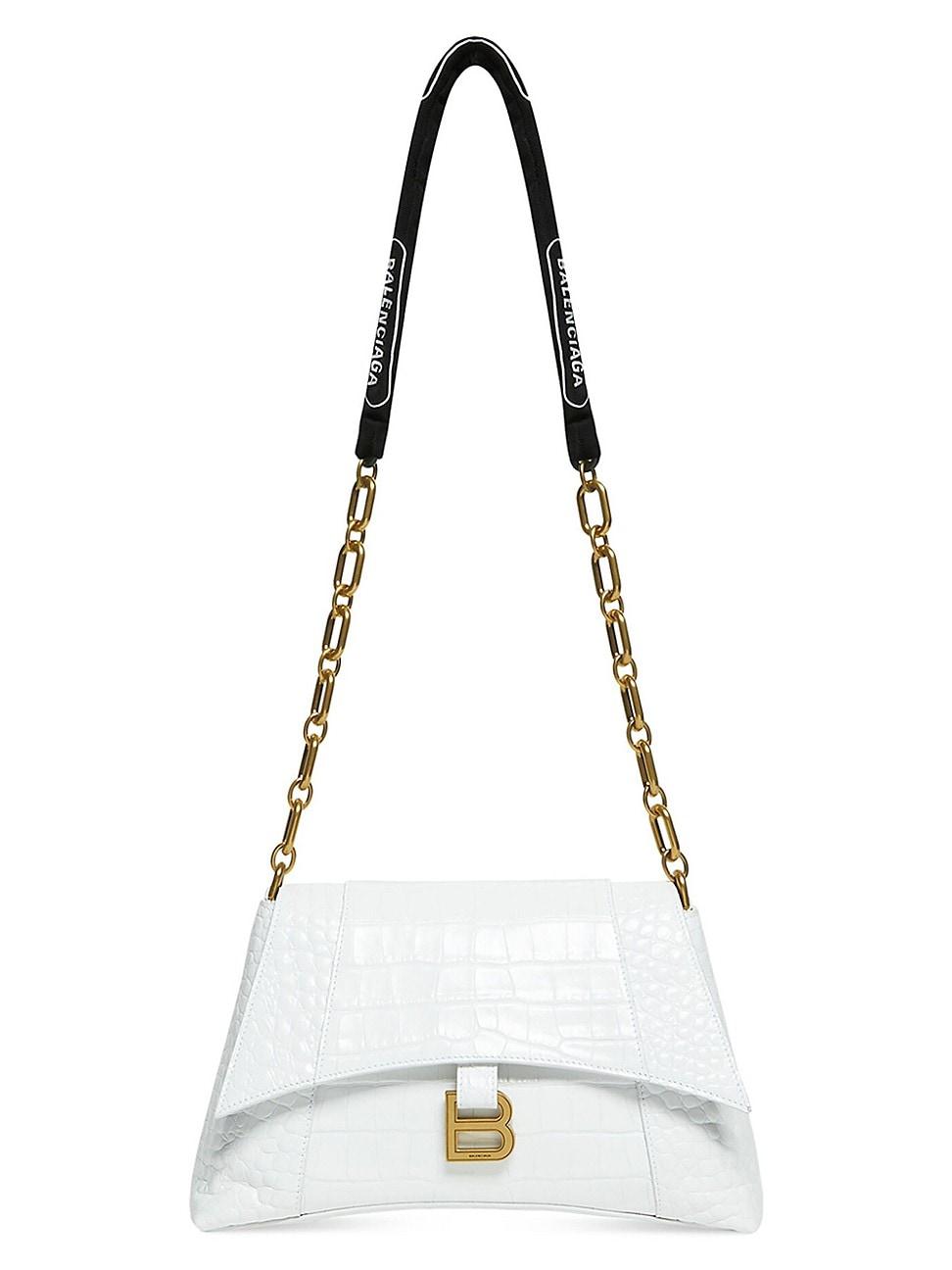 Balenciaga Downtown Small Shoulder Bag With Chain Crocodile Embossed in