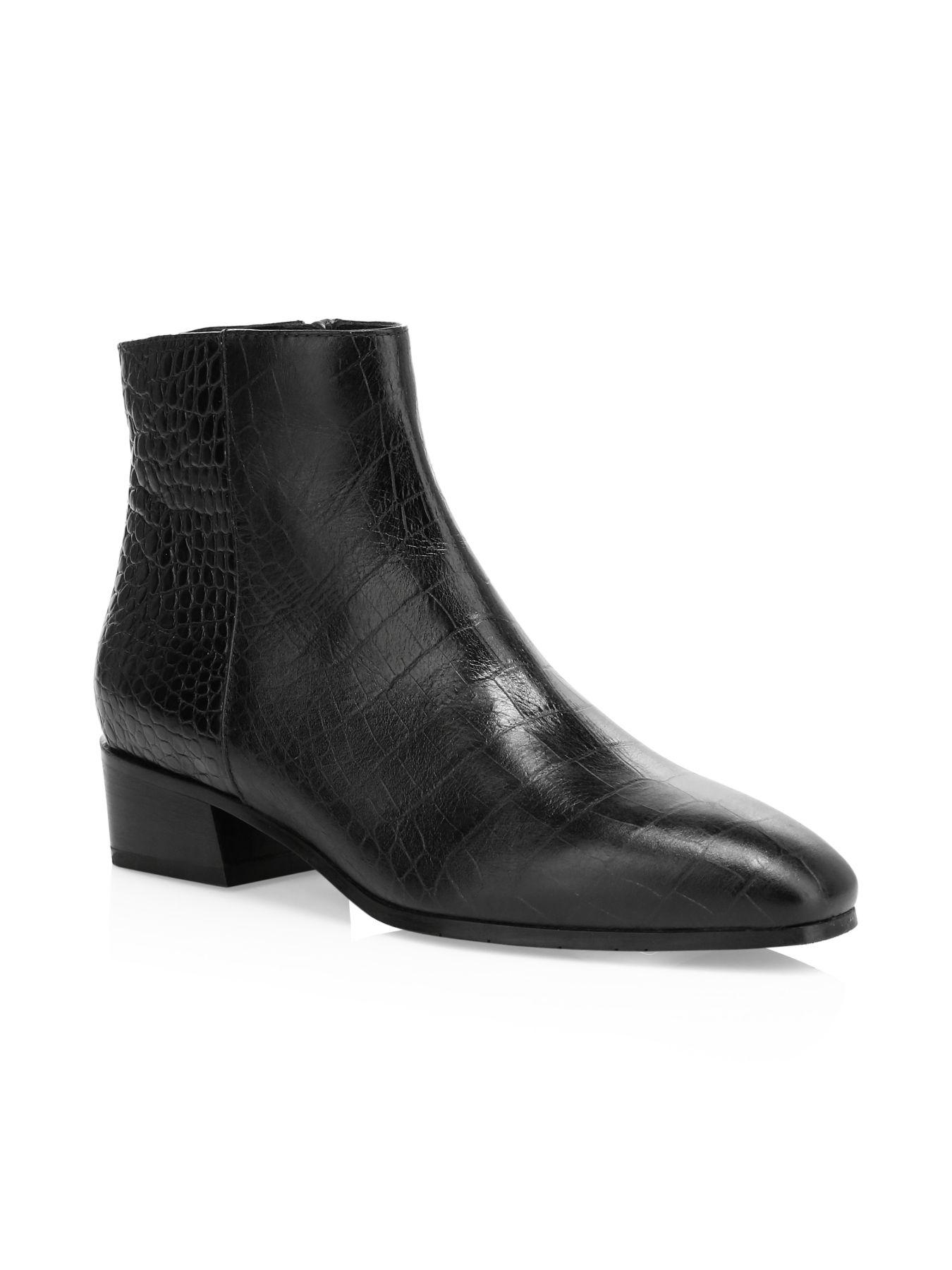 Aquatalia Fuoco Croc-embossed Leather Ankle Boots in Black - Lyst