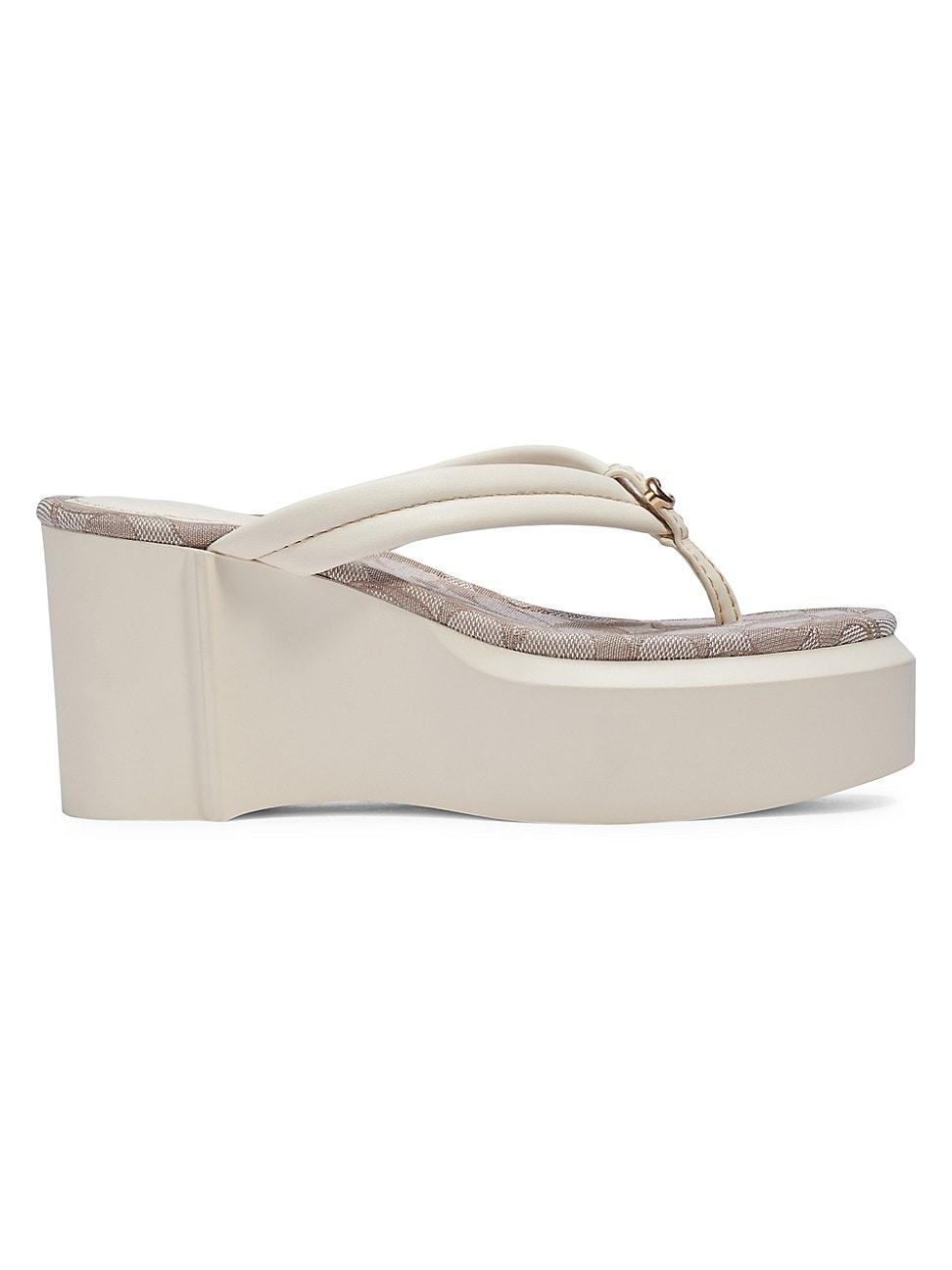 COACH Franki Leather Platform Thong Sandals in White Lyst