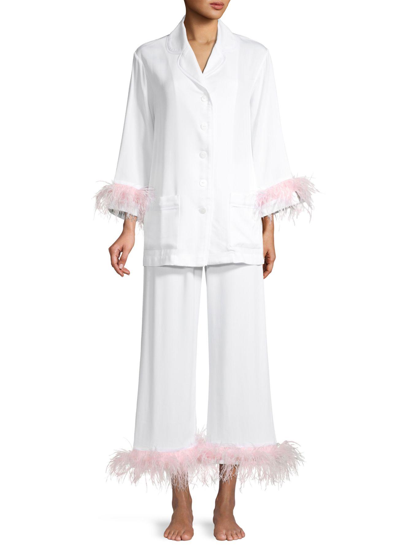 white feather pajamas