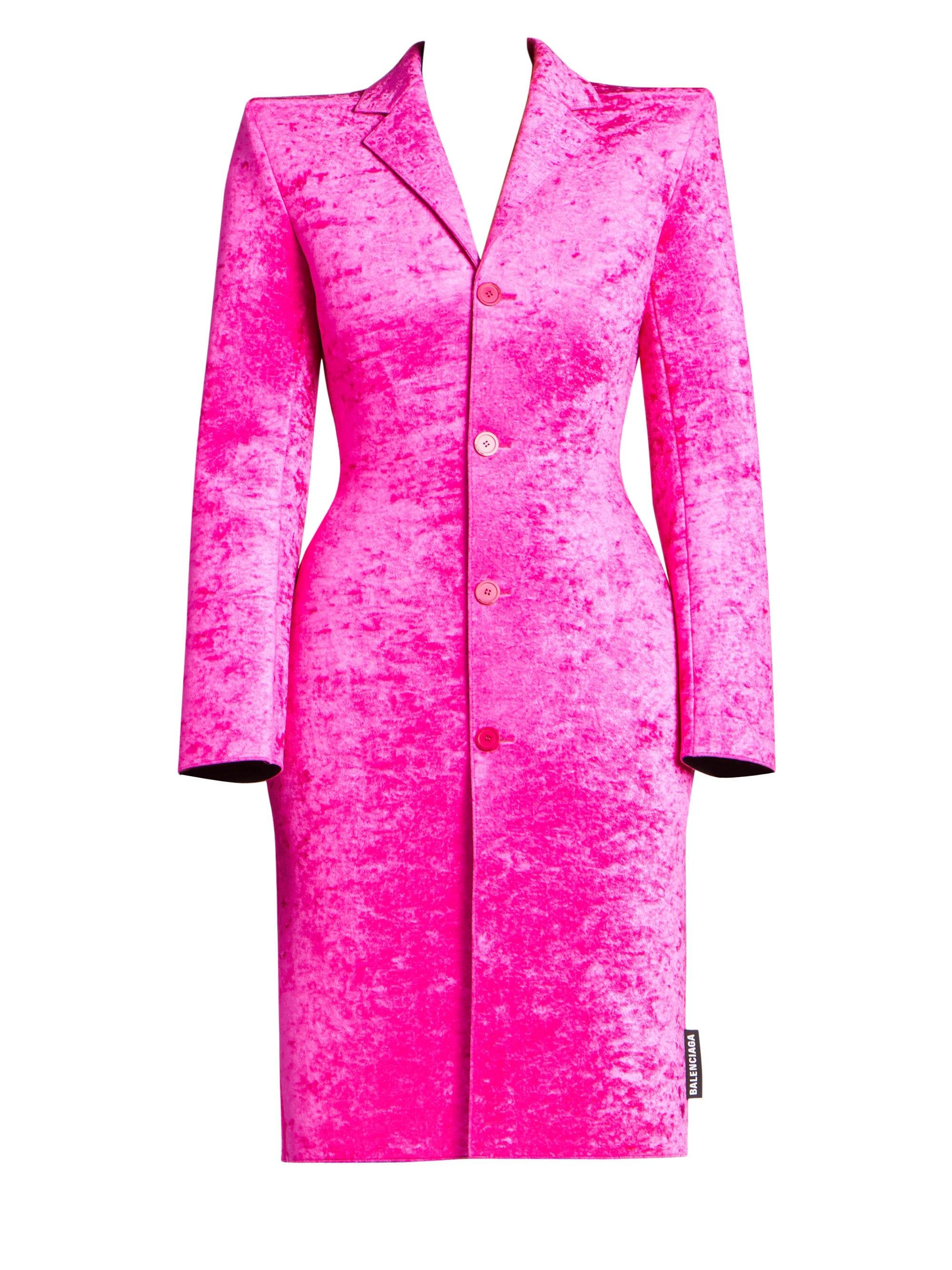 pink velvet blazer dress
