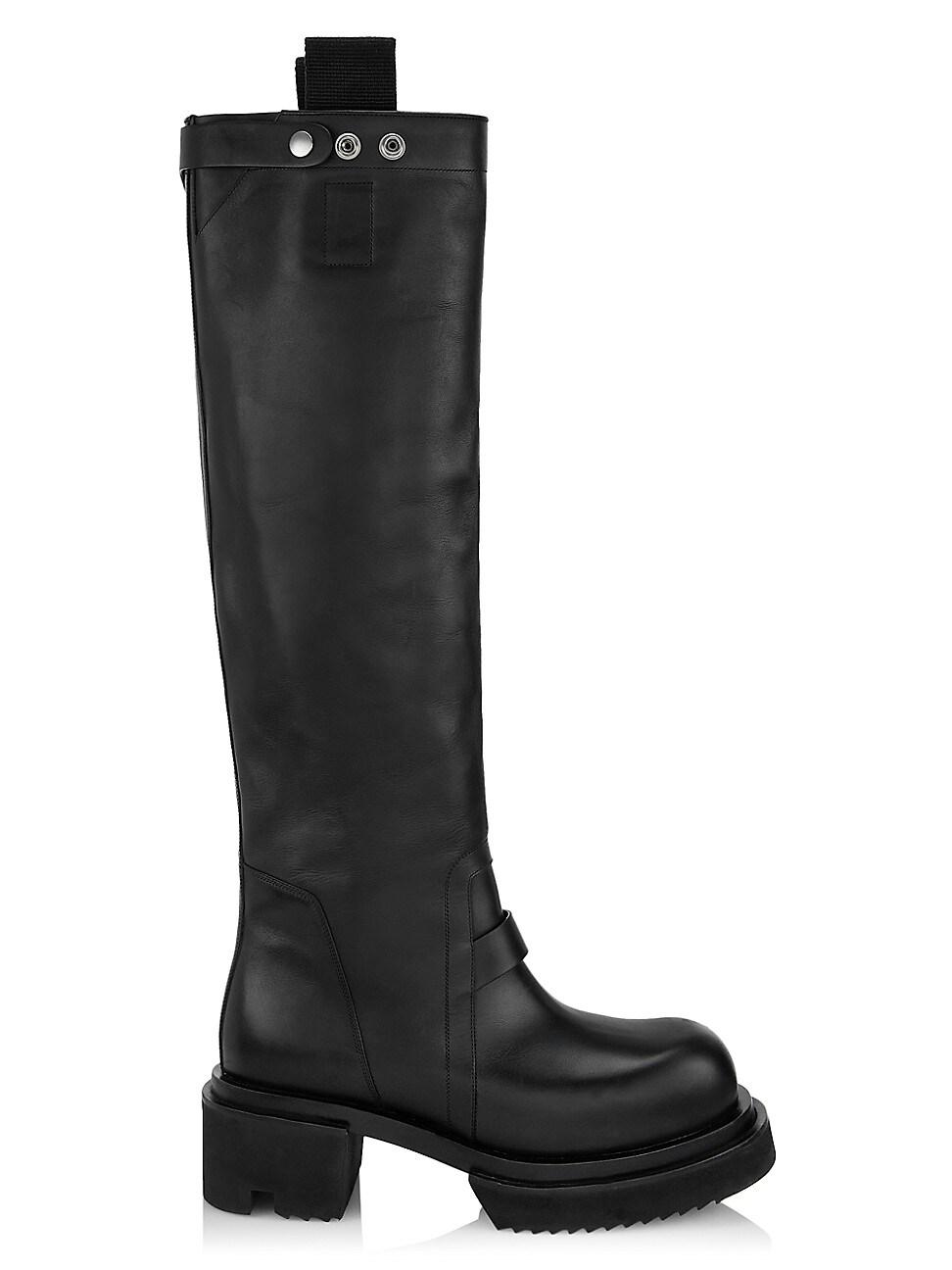 Rick Owens Bogun Leather Knee-high Boots in Black for Men | Lyst