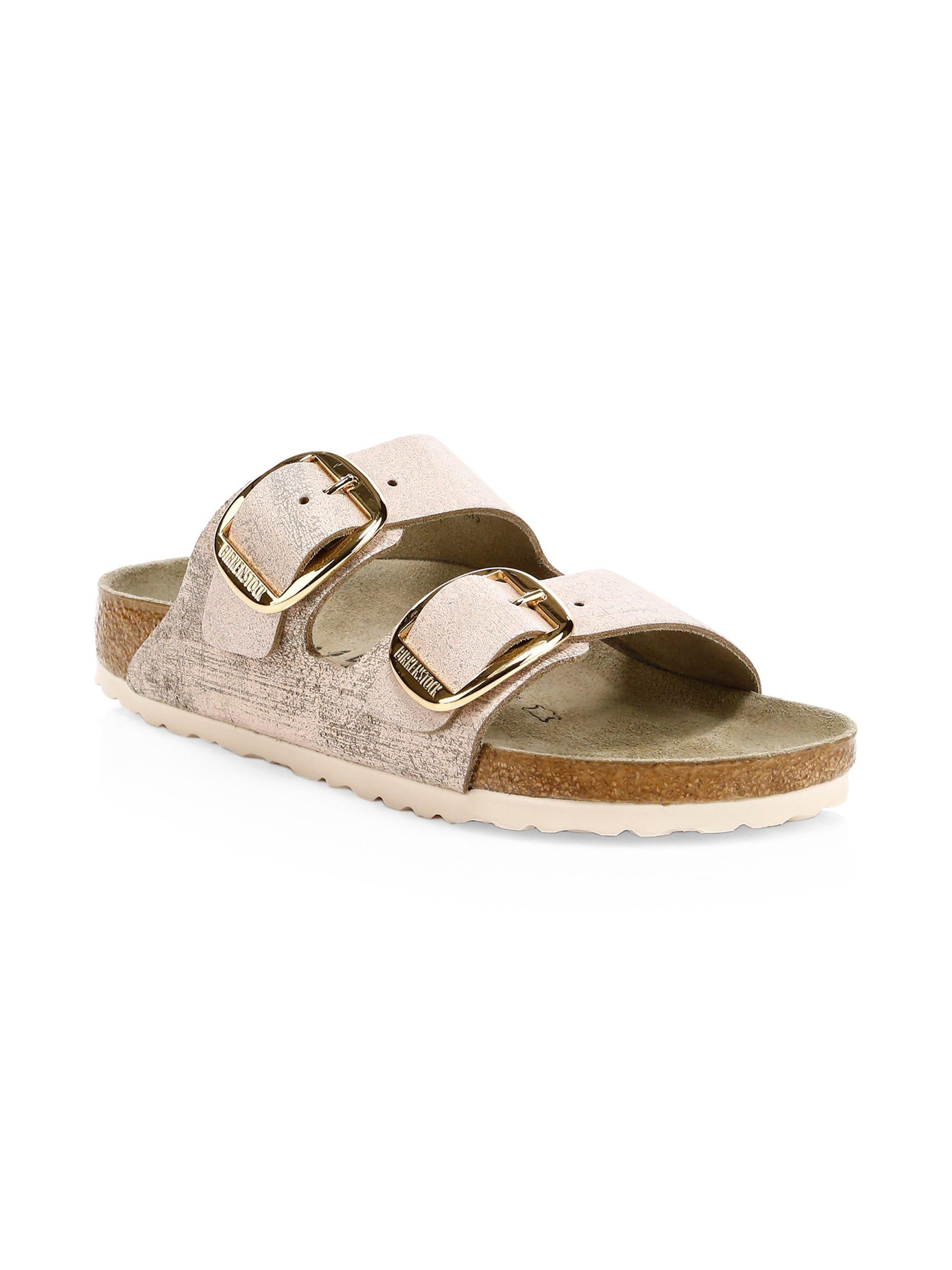 Lyst - Birkenstock Arizona Big Buckle Metallic Leather Sandals in Pink