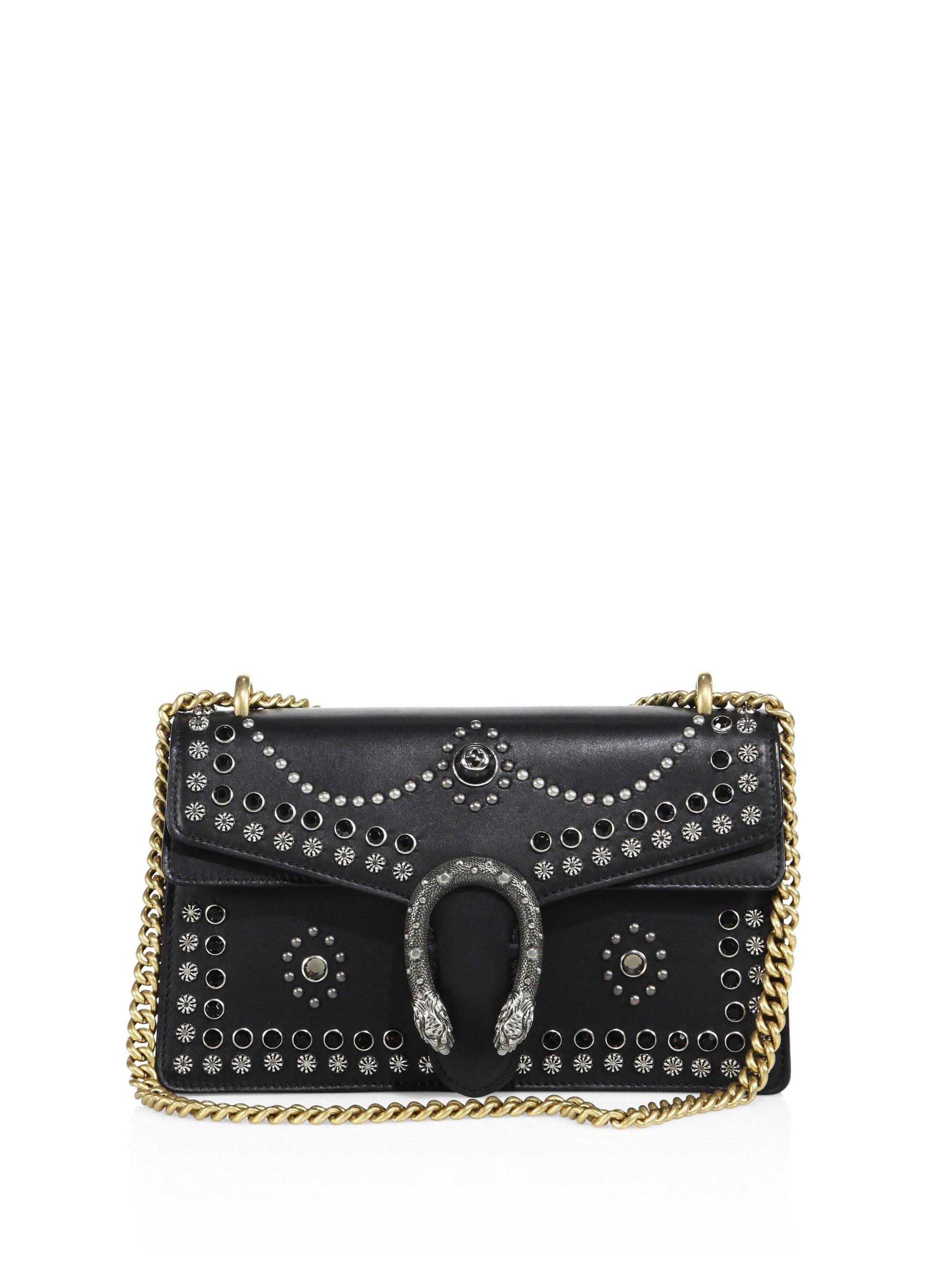 Gucci Women&#39;s Small Dionysus Studded Leather Shoulder Bag - Black Print in Black - Lyst